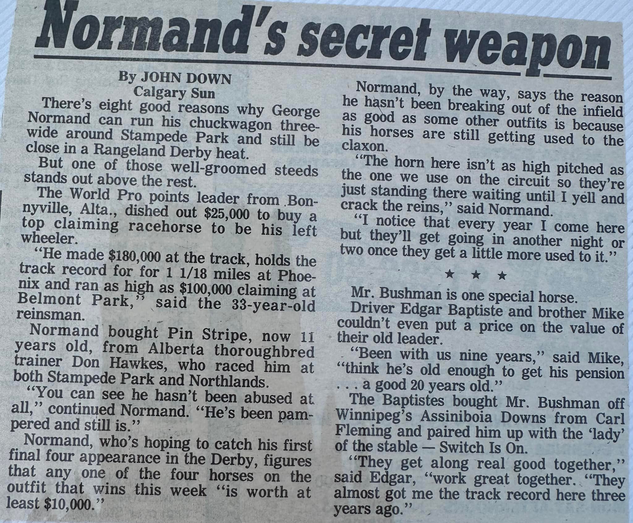 Here's an article by John Down from the '89 Stampede about