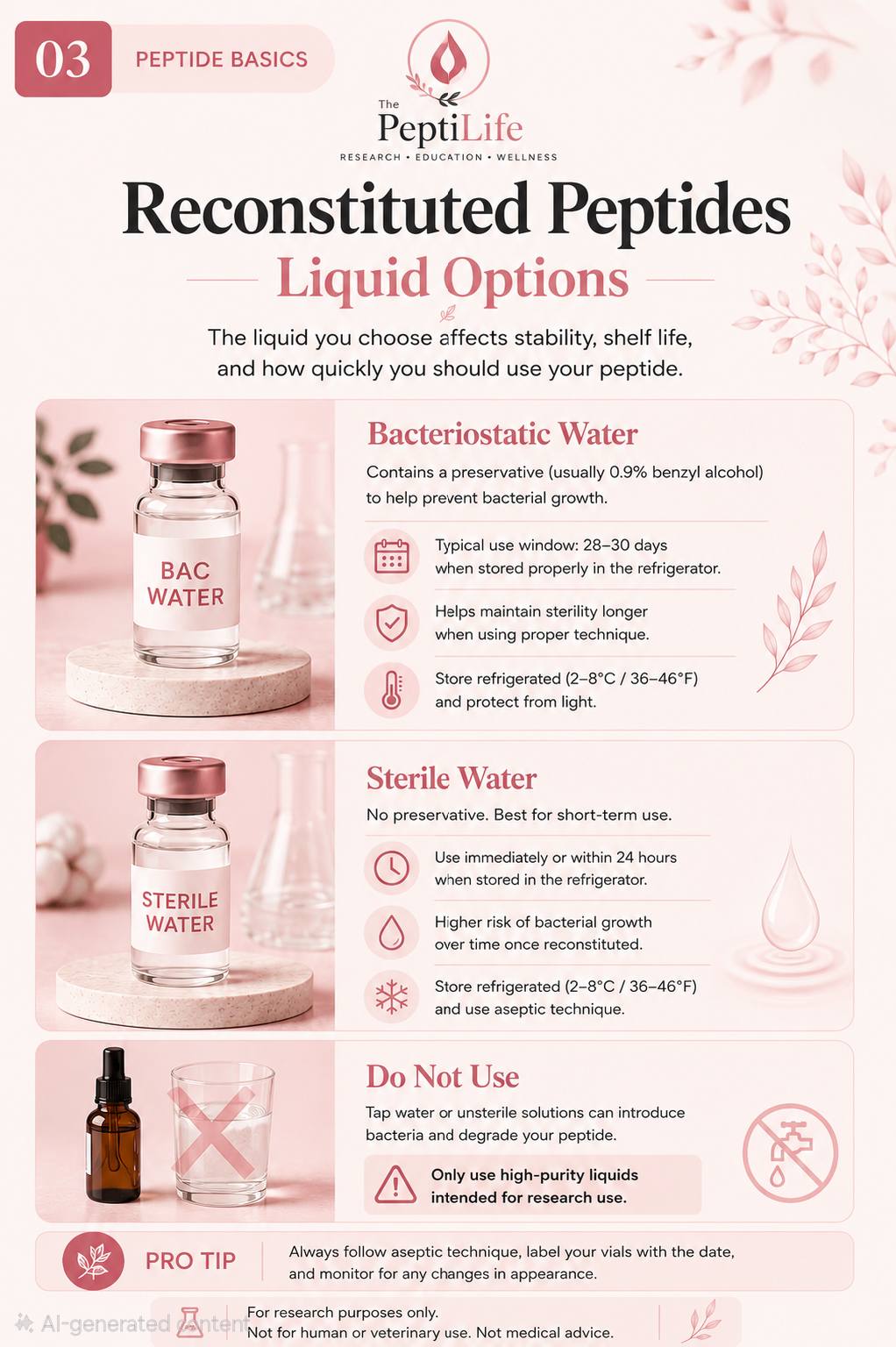 can i put peptides in fridgfe before bac water Bacteriostatic Peptide Vs Sterile Water How to Reconstitute Peptides Safely
