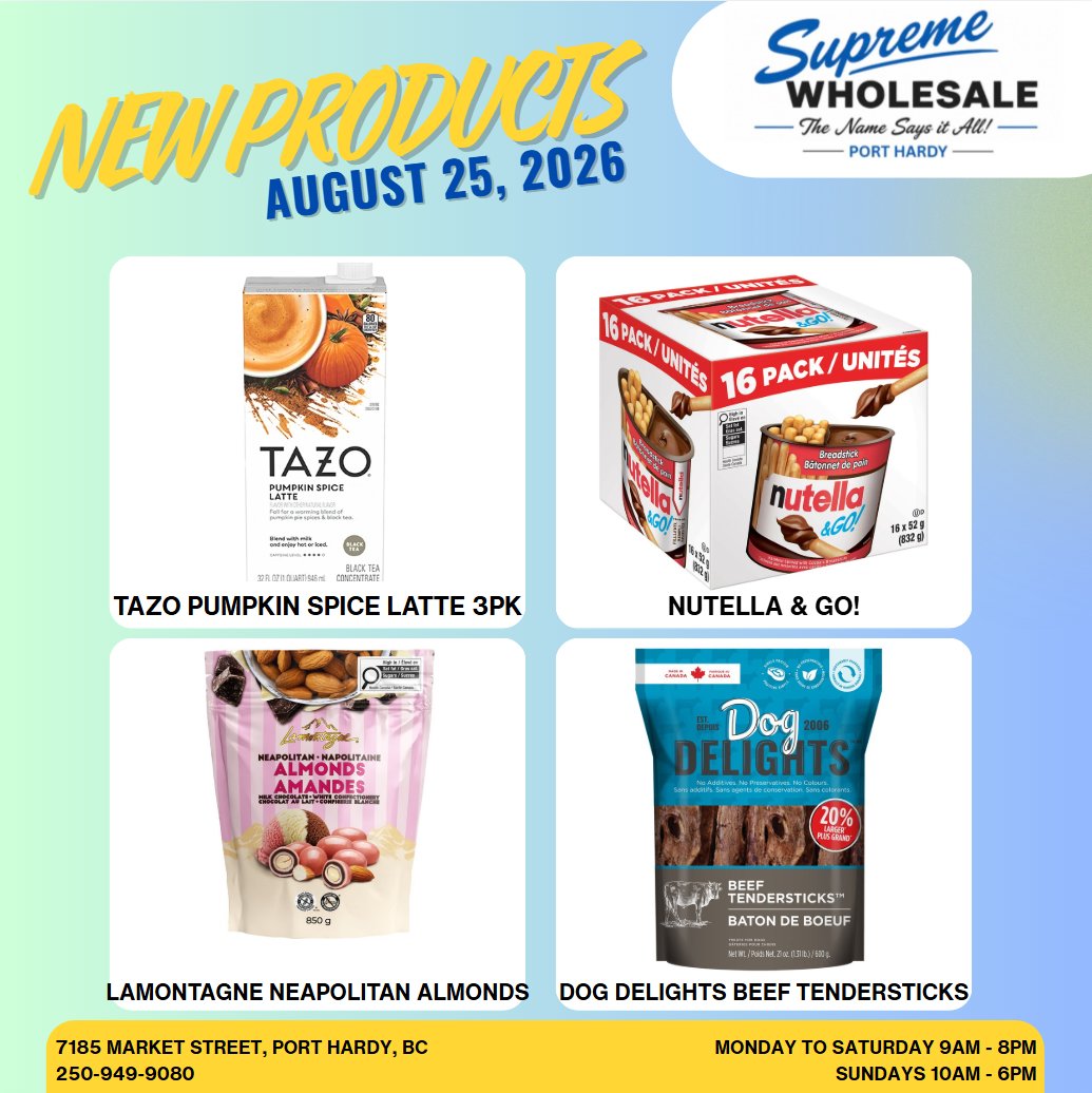 miso様 New products at Supreme Wholesale in Port Hardy