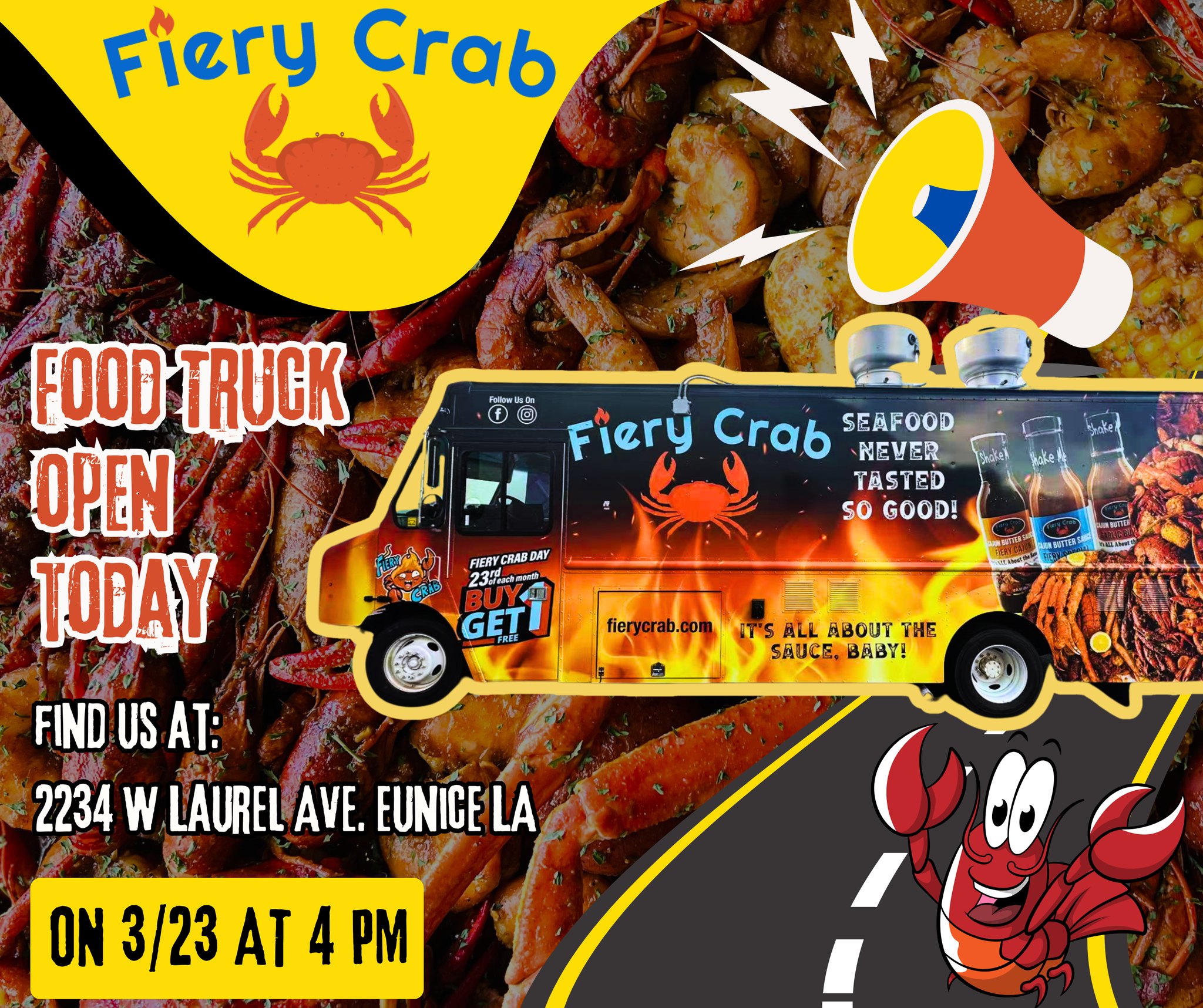 Fiery Crab Food Truck serves fresh seafood in Donaldsonville, LA