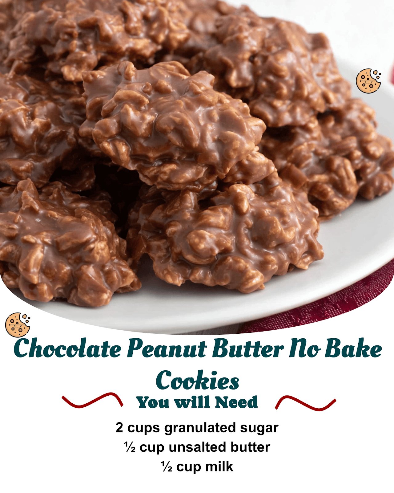 Craveworthy - Chocolate Peanut Butter No Bake Cookies 🍫🥜 These quick ...