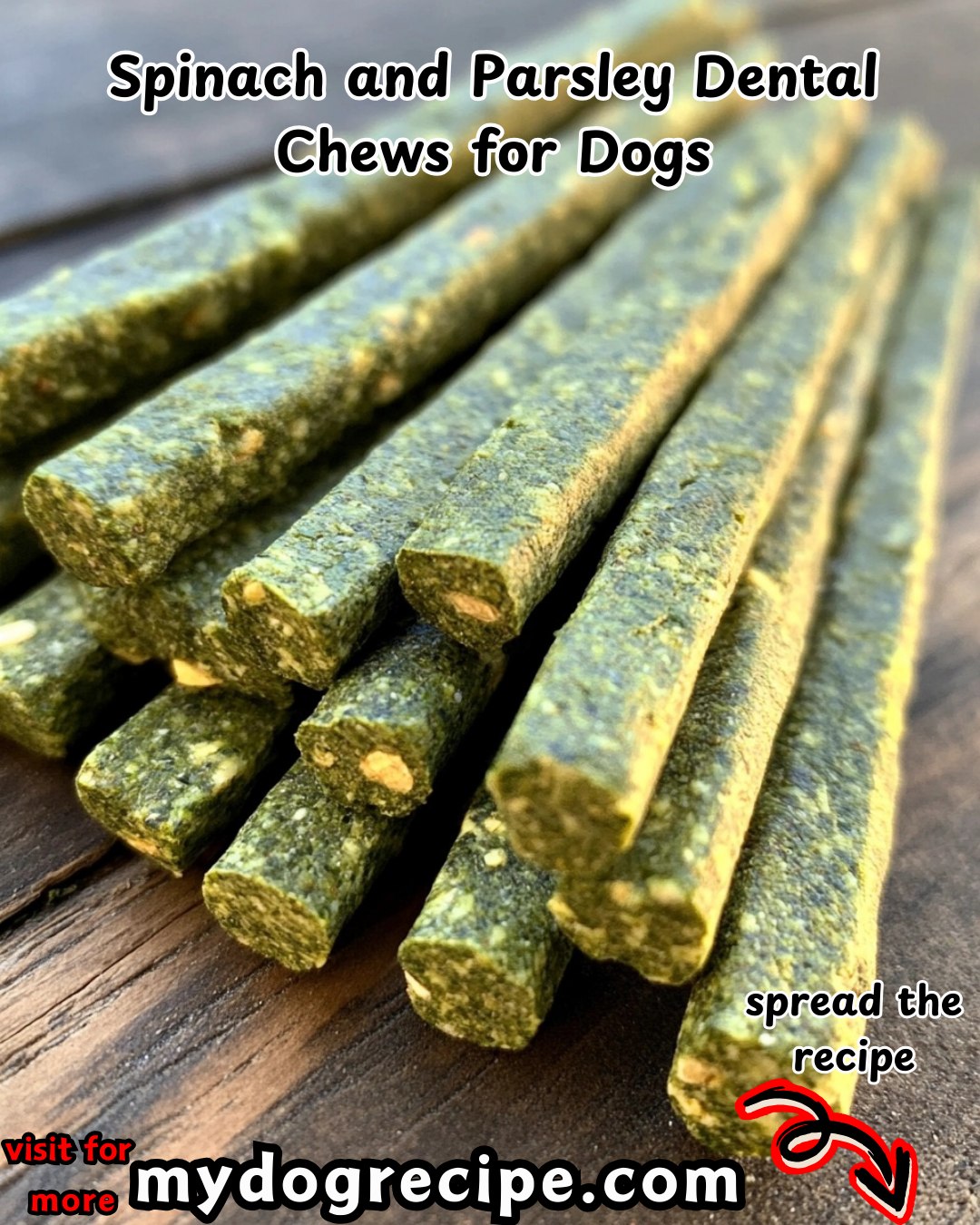Image showcasing Mydogrecipe - Spinach and Parsley Dental Chews for Dogs Ingredients ...