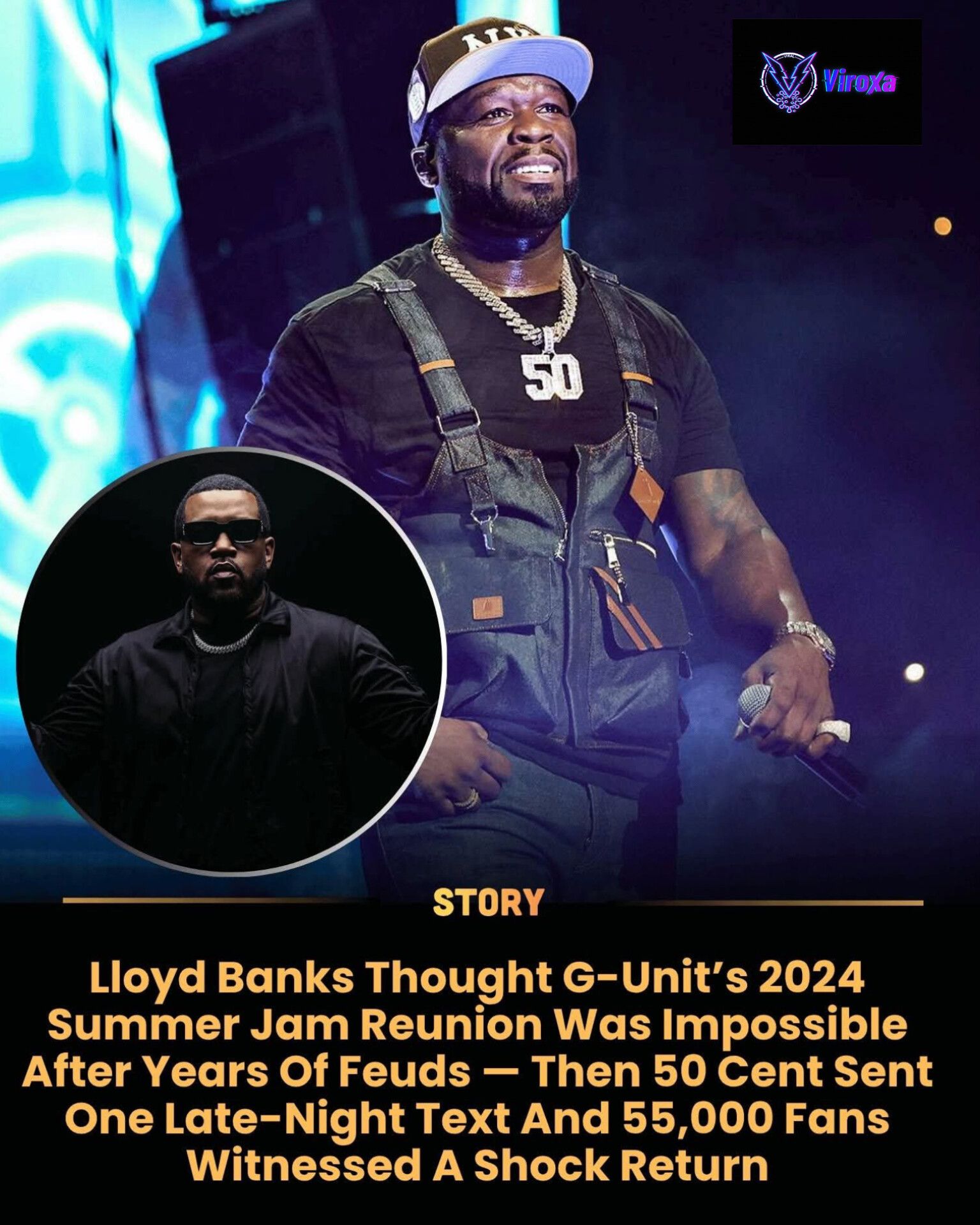 Lloyd Banks & 50 Cent pictured during G-Unit's Hot 97 Summer Jam