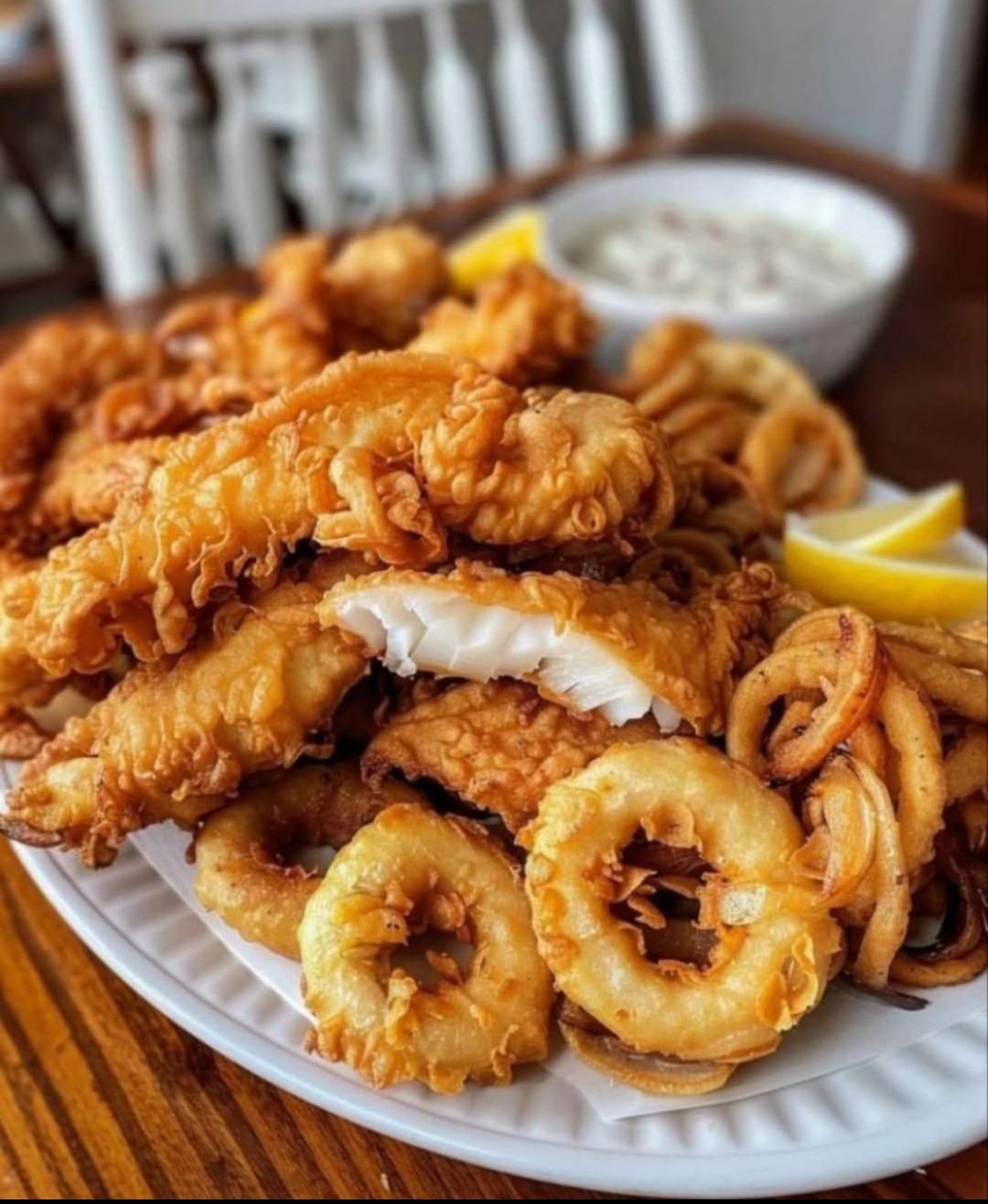 🐟🧅 Crispy Battered Cod & Onion Rings... - Flavorful Recipes | Facebook