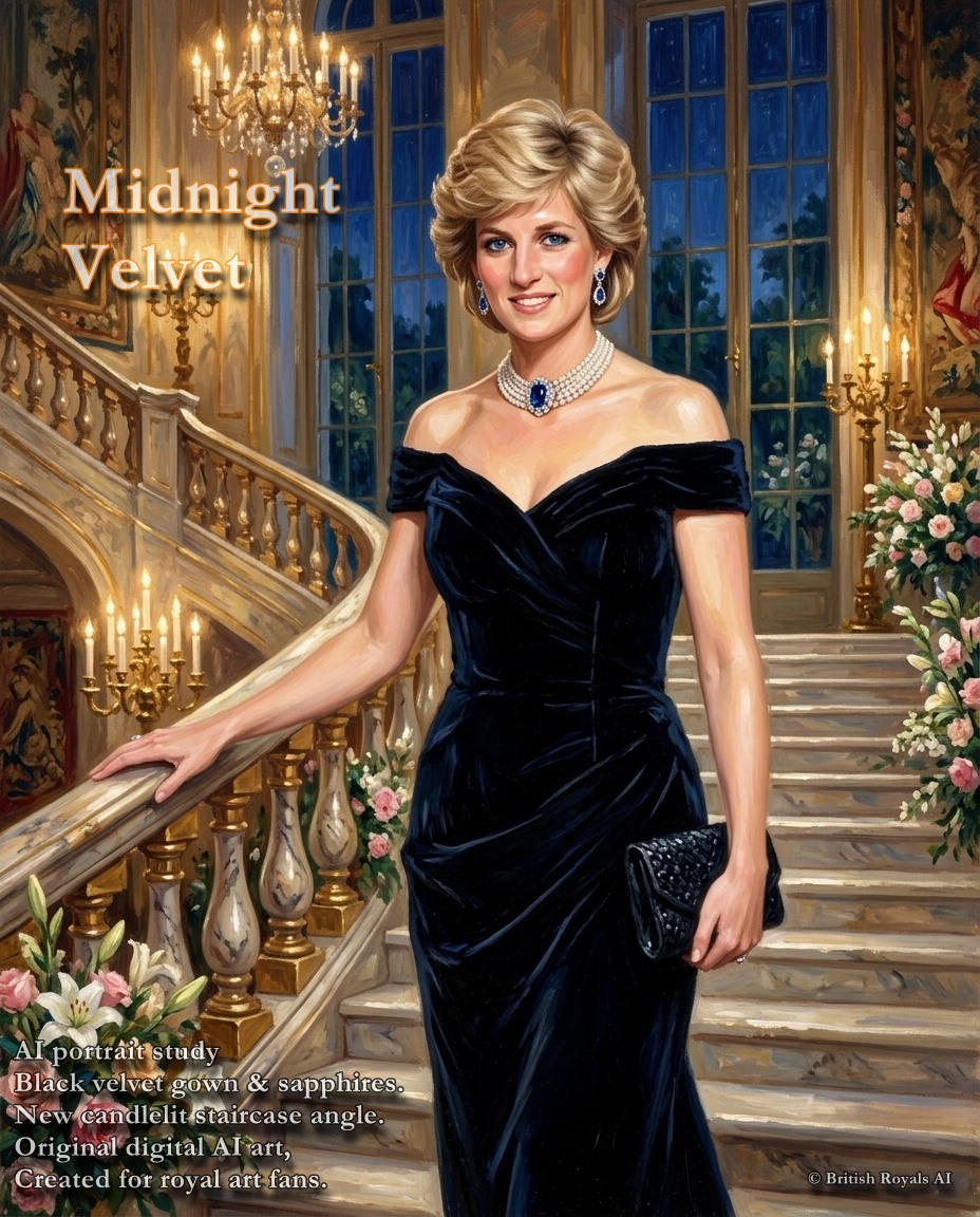 lady diana velvet dress Diana's iconic black gown reimagined as oil portrait Work Wear