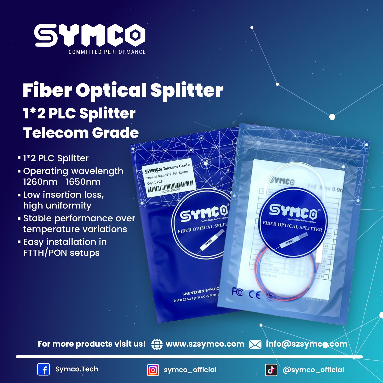 Symco.Tech - 1×2 PLC Splitter – Telecom Grade Built for consistent and ...