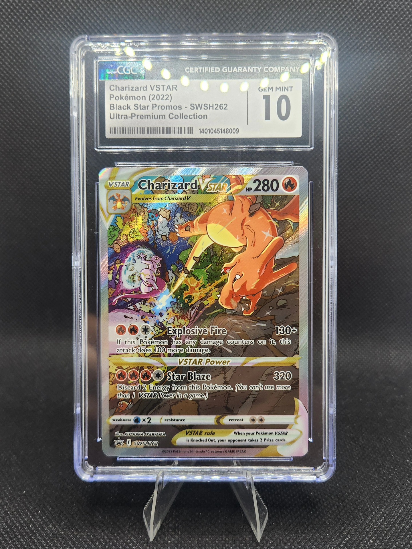 Charizard VSTAR Pokémon card with holo texture error graded 10 by CGC