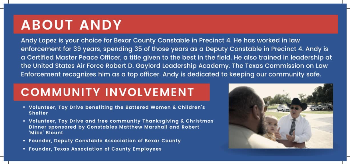 Andy Lopez for bexar county constable precinct 4