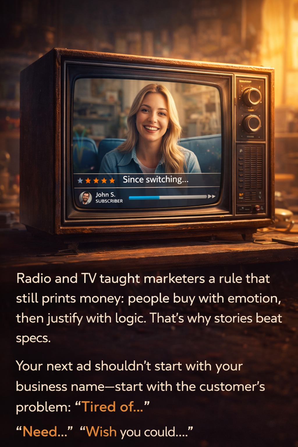 AdFlicks - “Radio & TV Sold Feelings, Not Features” Radio and TV taught ...