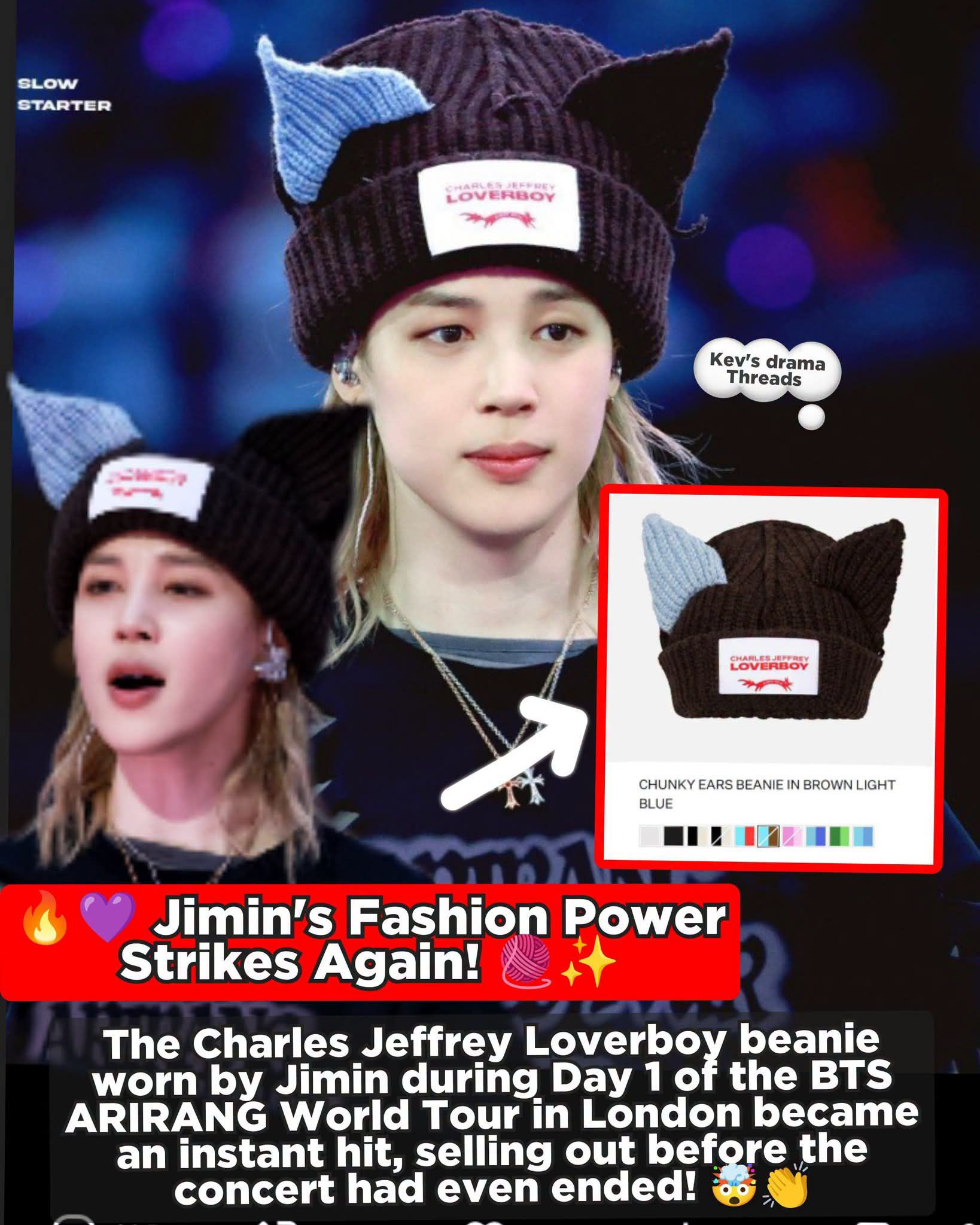 Jimin's Charles Jeffrey Loverboy beanie sells out during BTS tour