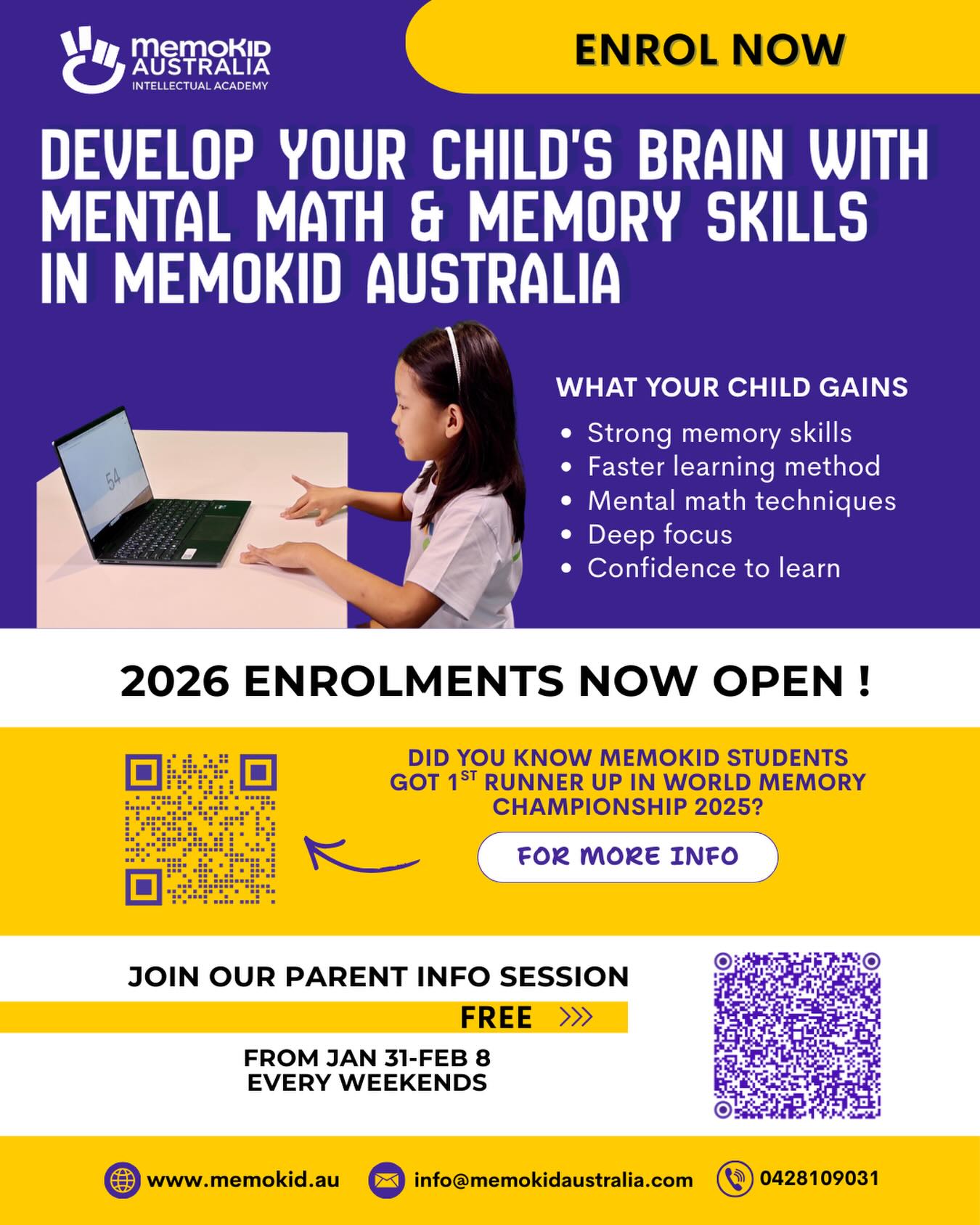 📢 2026 Enrolments Open at MemoKid... - MemoKid Australia | Facebook