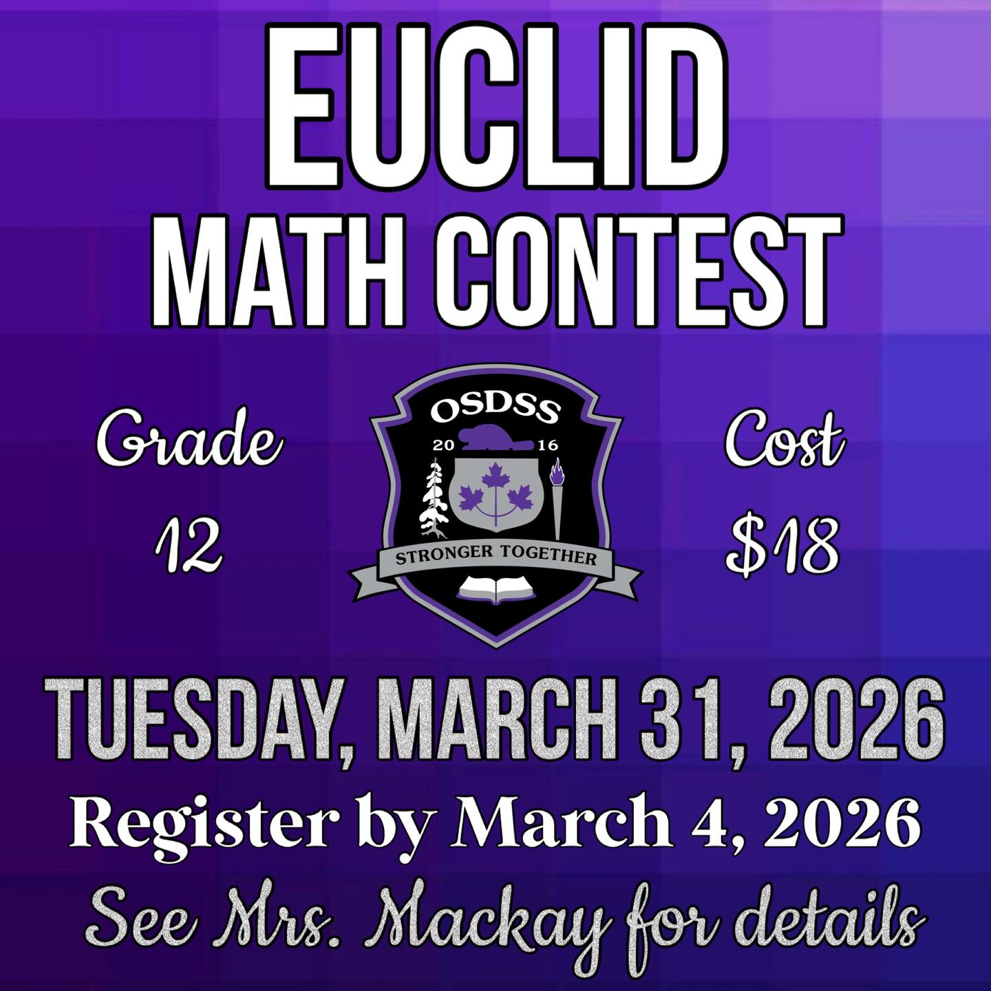 OSDSS - Euclid Math Contest - Tues March 31, 2026 - Here... | Facebook