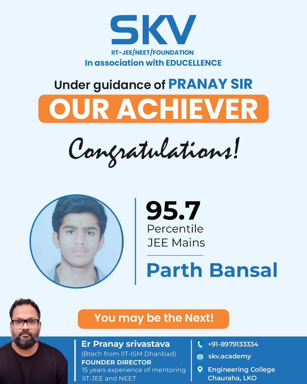 SKV Academy - 🏆 Congratulations to Parth Bansal for...