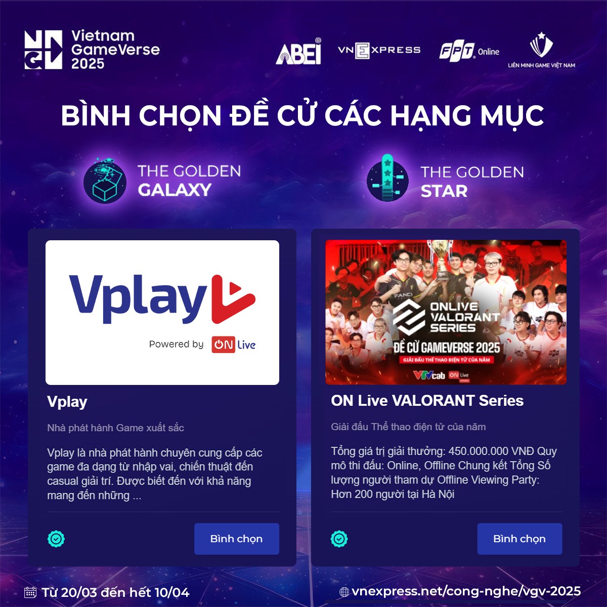 🔥 BÌNH CHỌN CHO VPLAY & ON LIVE... - Kiếm Thần Là Ta - Vplay | Facebook