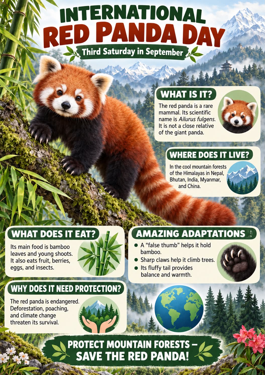 Red Panda Day #ecologia #biology #geography #LearningTogether Мир