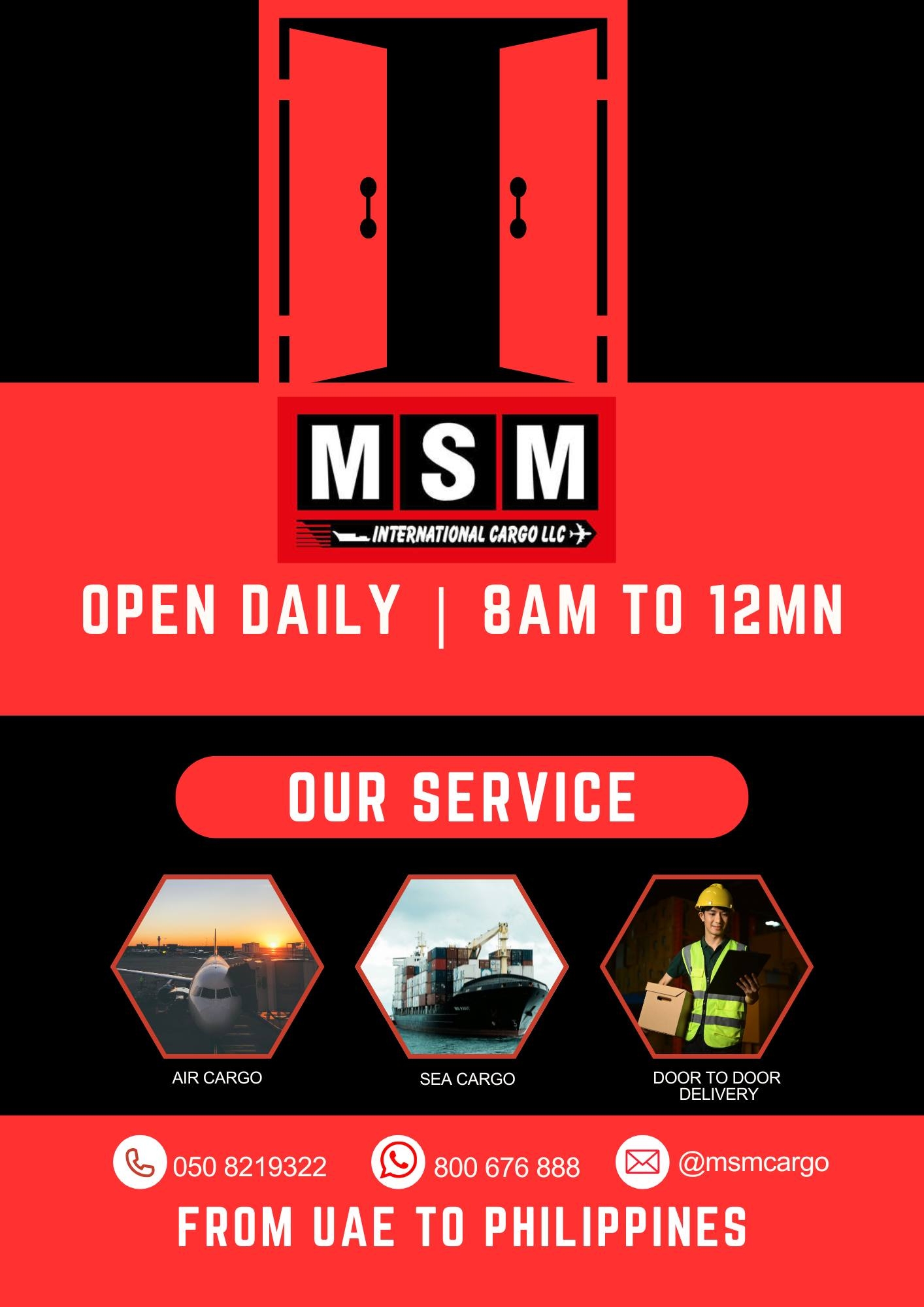 MSM INTERNATIONAL CARGO LLC. Door-to-Door Delivery Cargo Services FROM ...