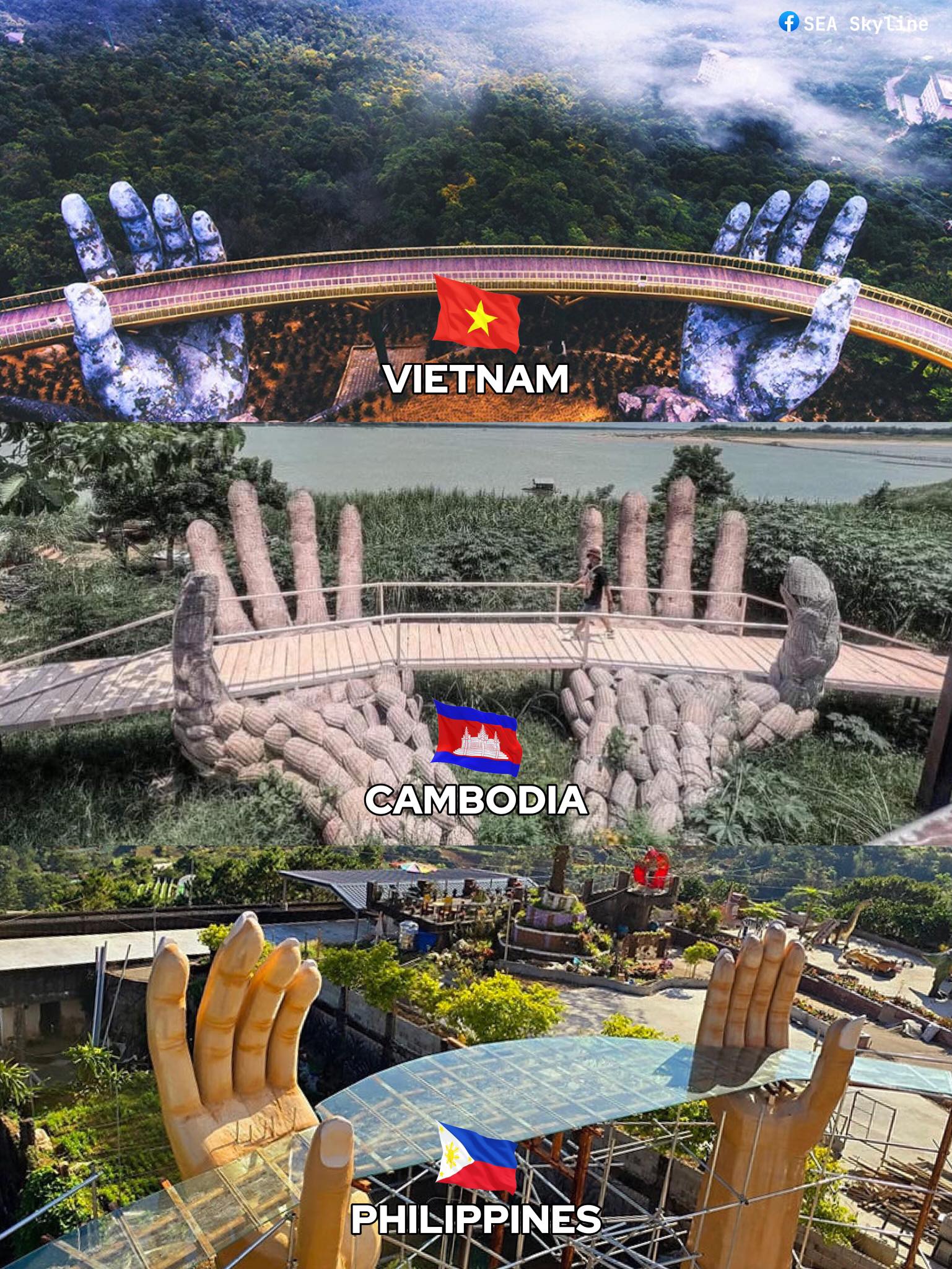 ASEAN urbanist - 🇻🇳🇰🇭🇵🇭 | Three famous iconic Hand Bridges... | Facebook