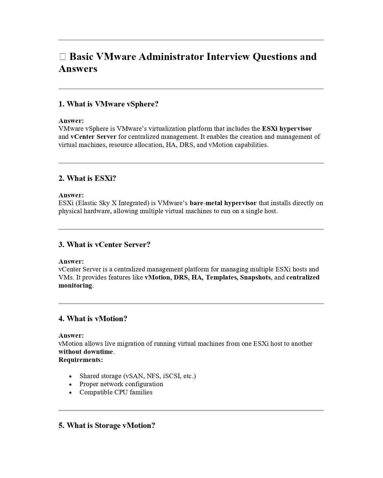 🧩 Basic VMware Administrator Interview... - IT- HUB-Official | Facebook