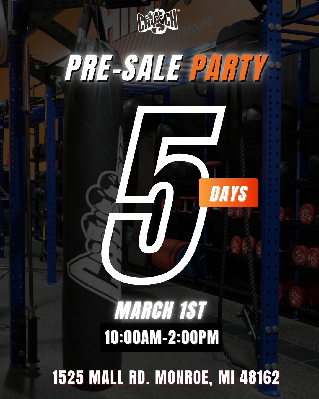 Crunch - 🖐️ 5 days left! The energy is building! Join us for our Pre ...