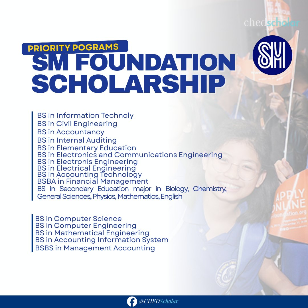 CHEDScholar PH - SM SCHOLARSHIP PRIORITY DEGREE PROGRAMS... | Facebook
