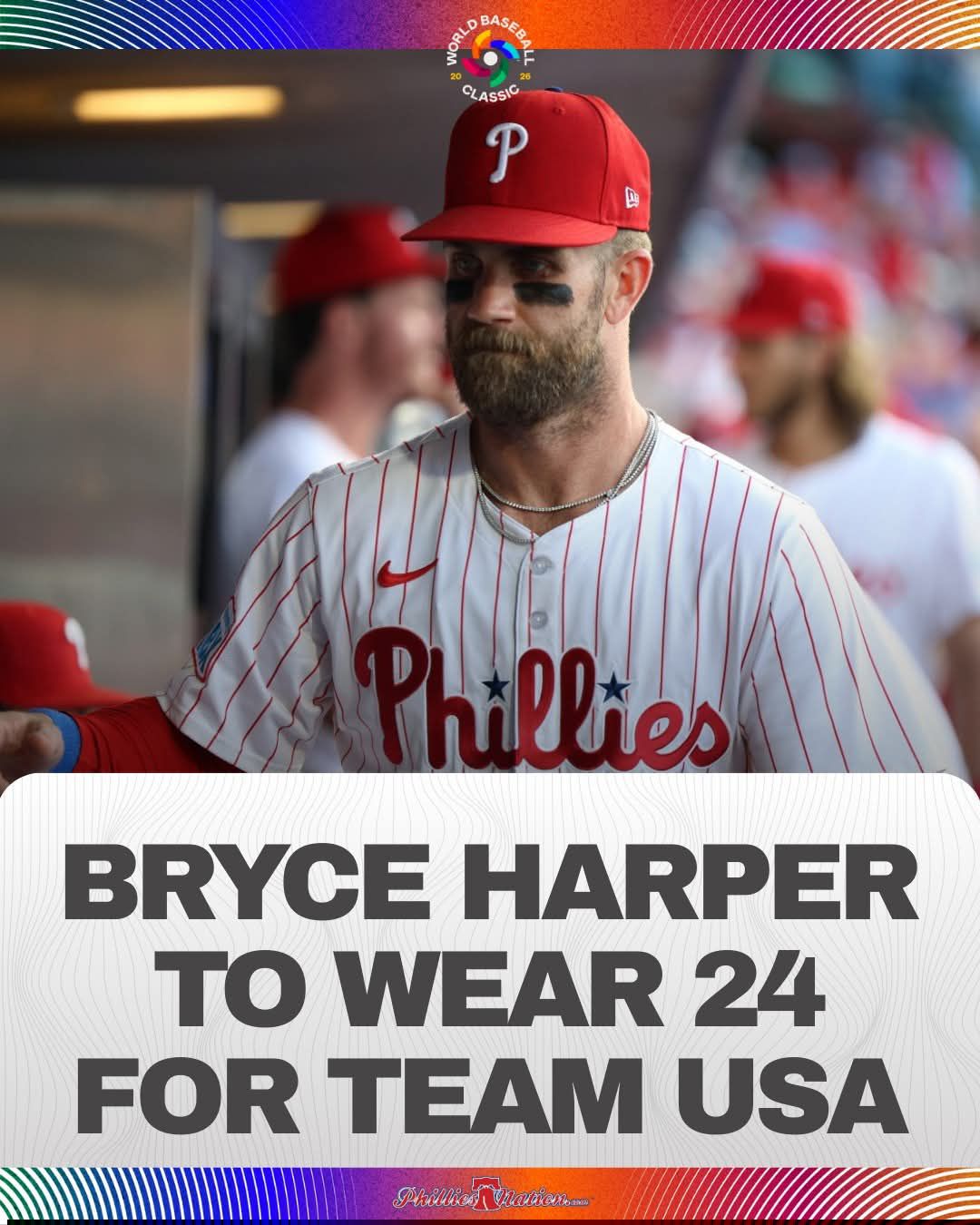Bryce Harper is now officially on Team USA. He will wear No. 24.