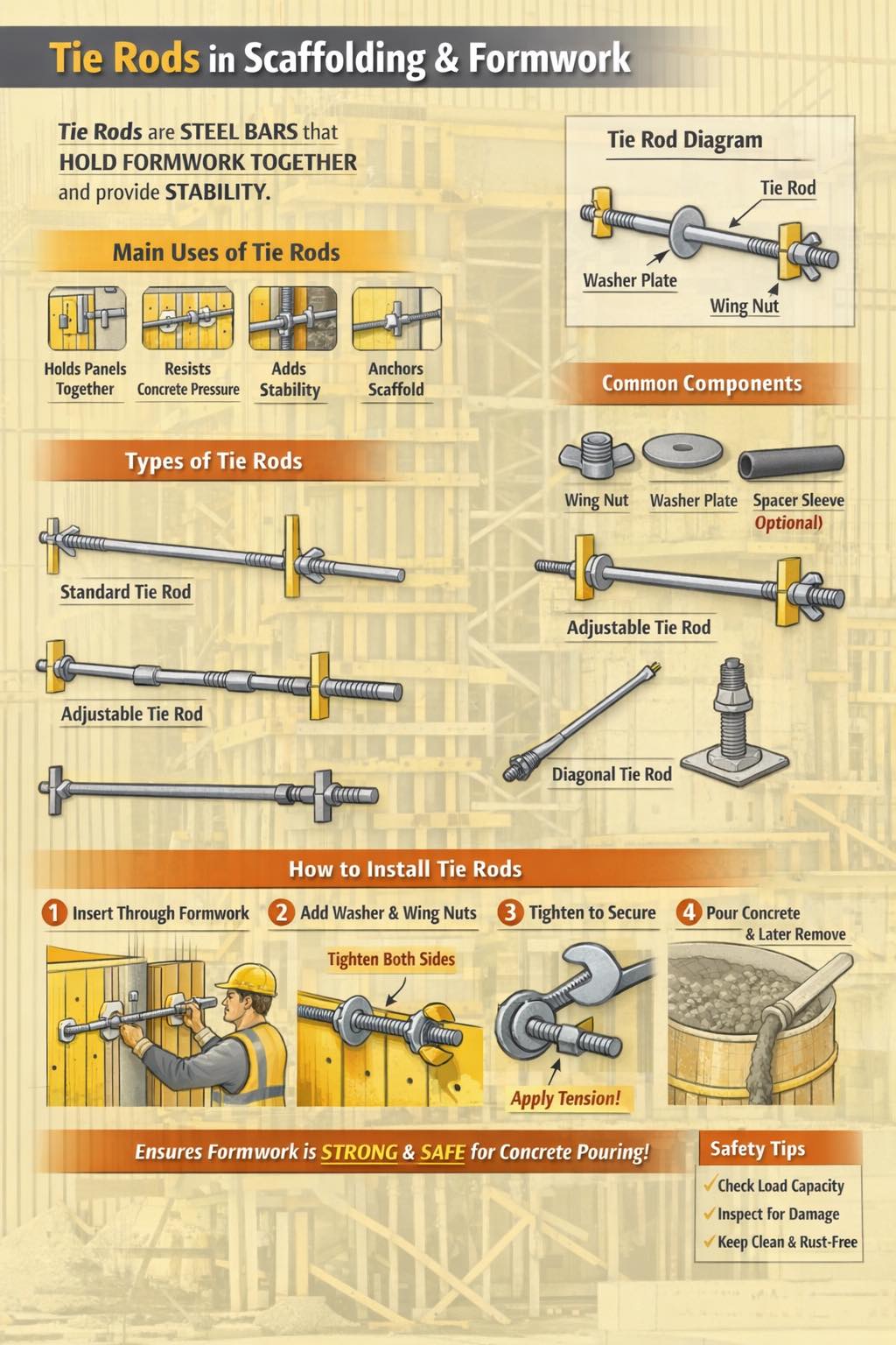 Zahrat - 🏗️ What Is a Tie Rod & How Is It Used in Scaffolding? Tie rods ...