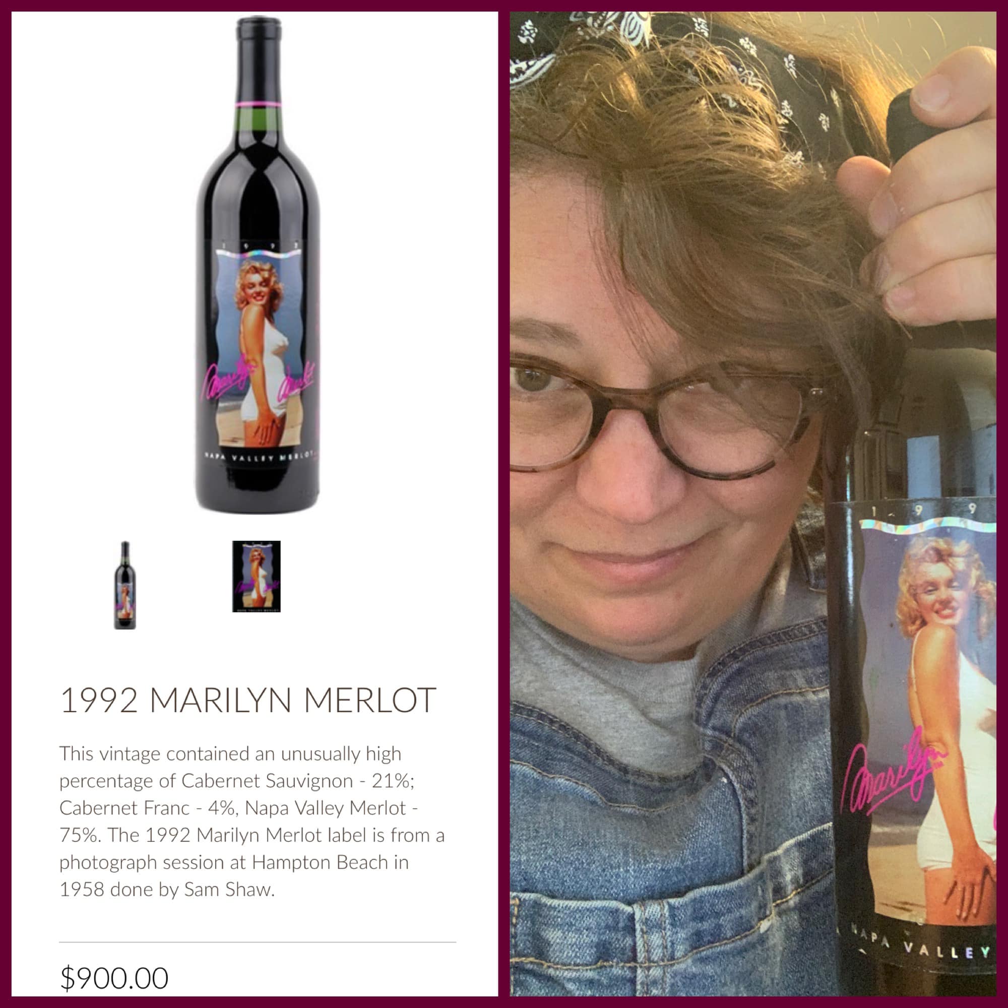 Marilyn Monroe 2018 Napa Valley Merlot 2000 Marilyn Monroe Merlot
