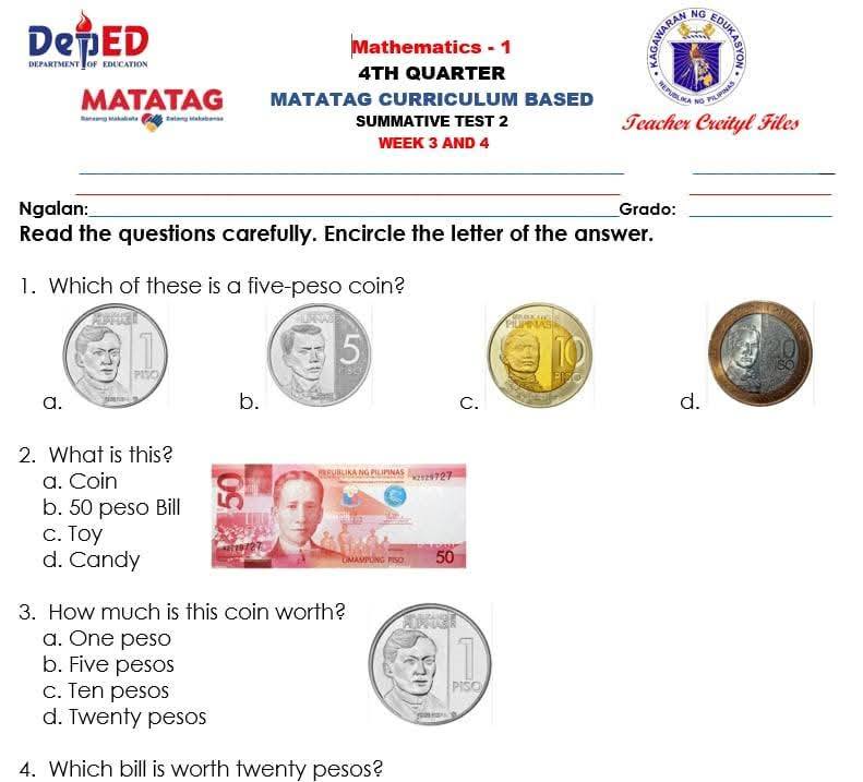 Deped Matatag Grade 2 Complete Files | Quarter 4 Summative Test | Facebook