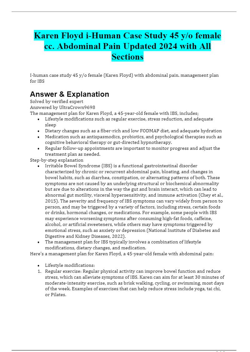 Quizzyexams.com - KAREN FLOYD ABDOMINAL PAIN CASE STUDY... | Facebook