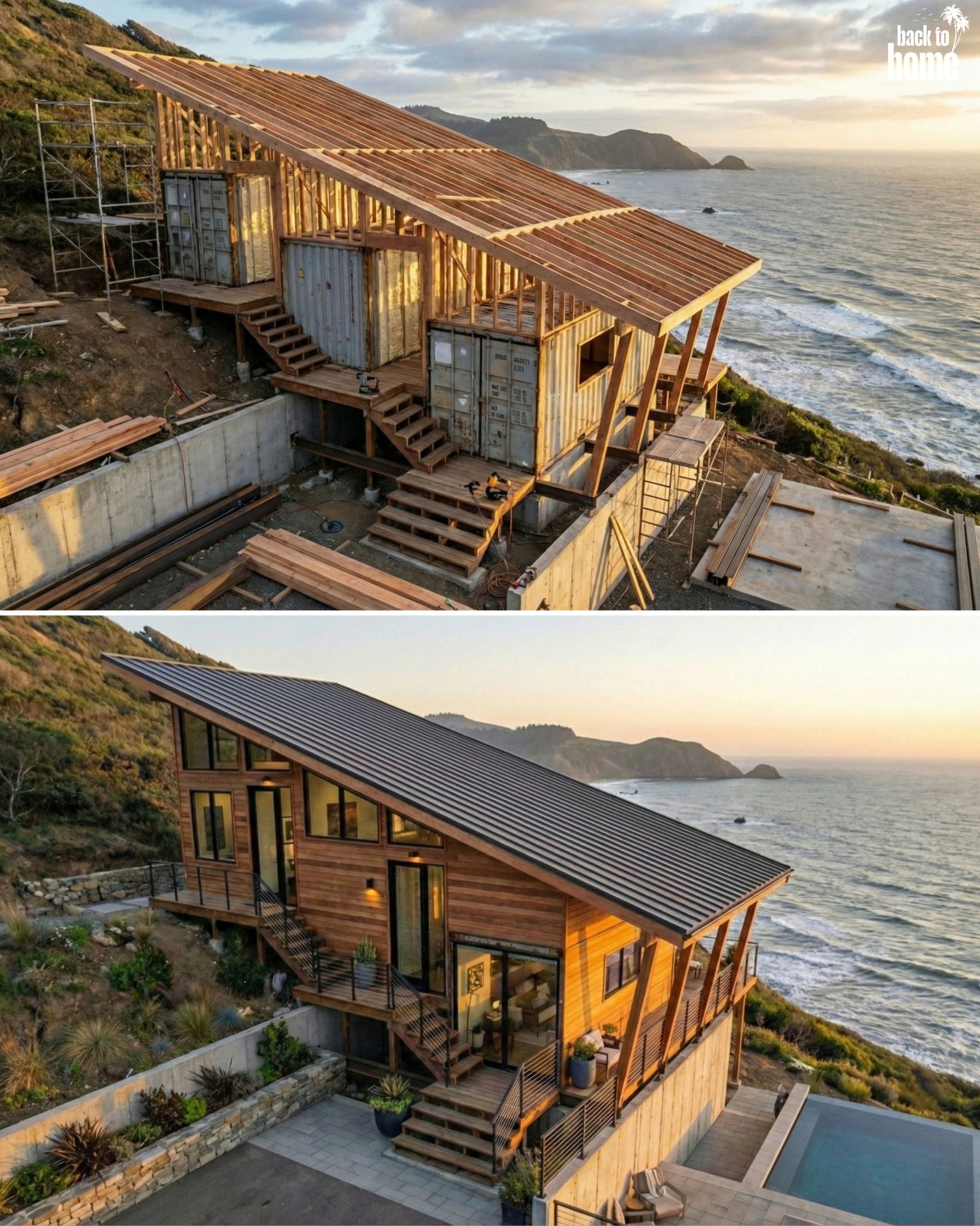 Back - The Coastal Canopy Container Home: Three Containers Stepped into ...