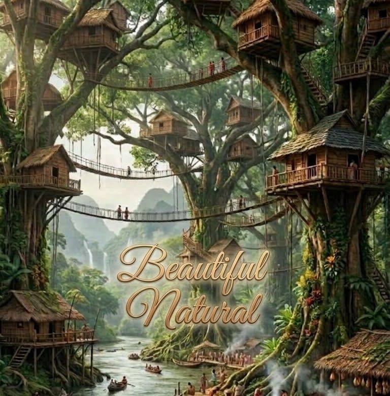 Inside the Giant Tree House Village 🌳🏡 | Close-Up Village Life # ...