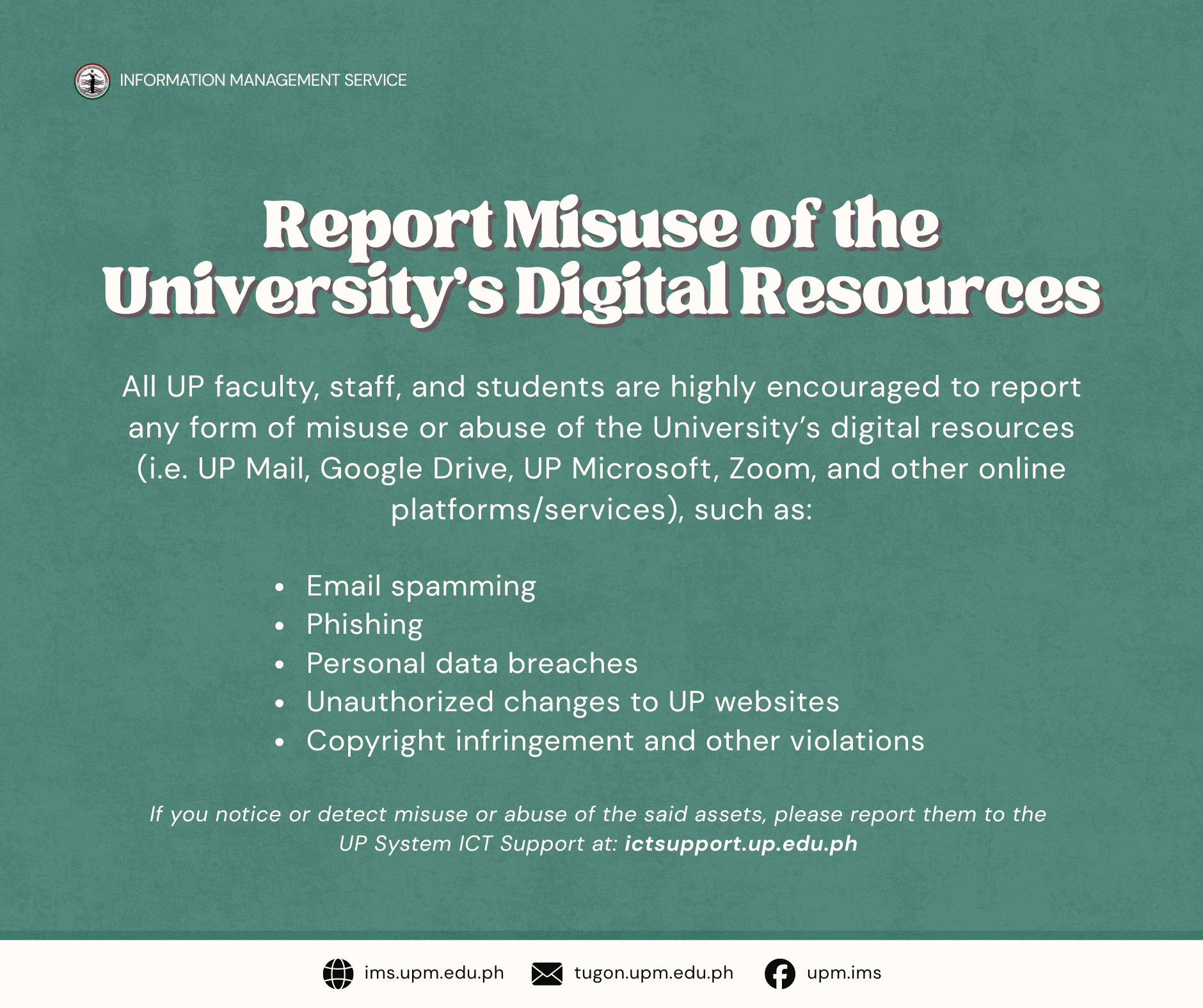 📢 Reminder from the... - UPM Information Management Service | Facebook