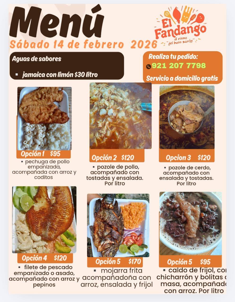 El fandango - Menú del día sabado 14 de febrero de 2026... | Facebook