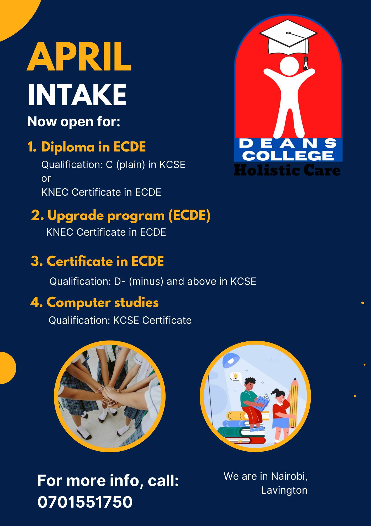 Deans ECDE Training College | Nairobi
