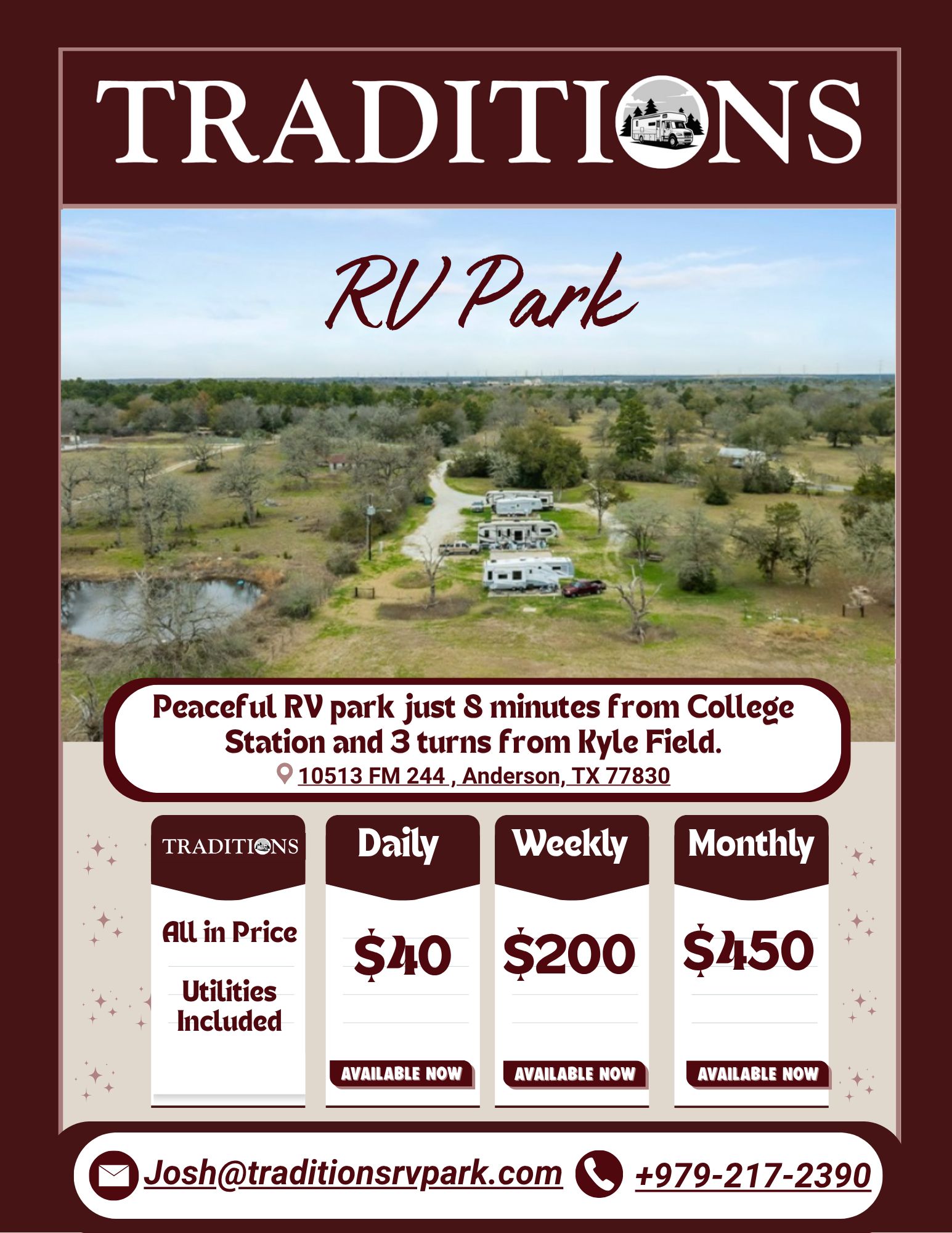 Traditions RV Park | Anderson TX