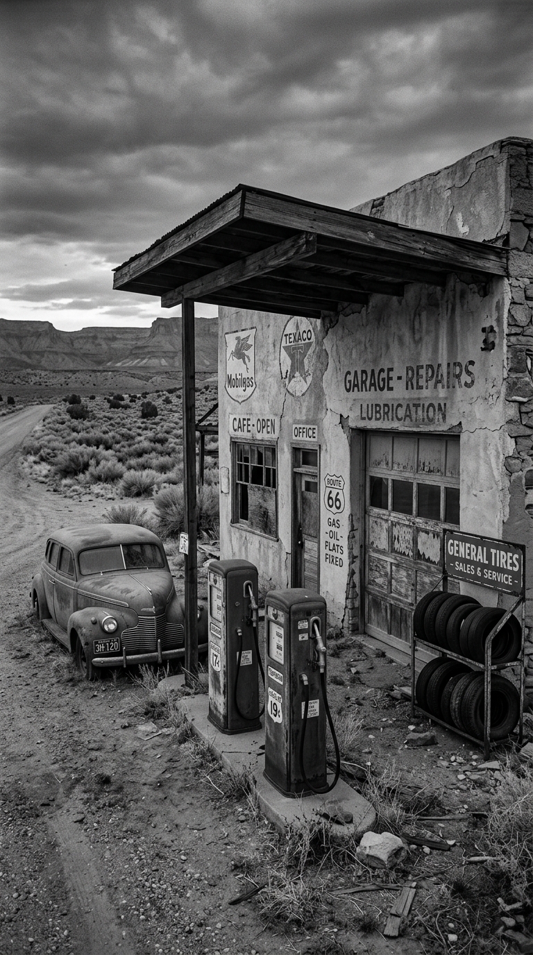 Here are 2 shots of the historic Morcomb gas station at 6024 W