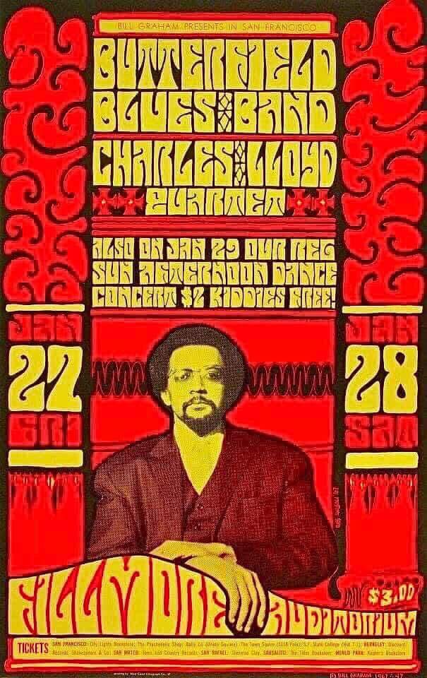 1967 Fillmore Auditorium poster for Paul Butterfield Blues Band