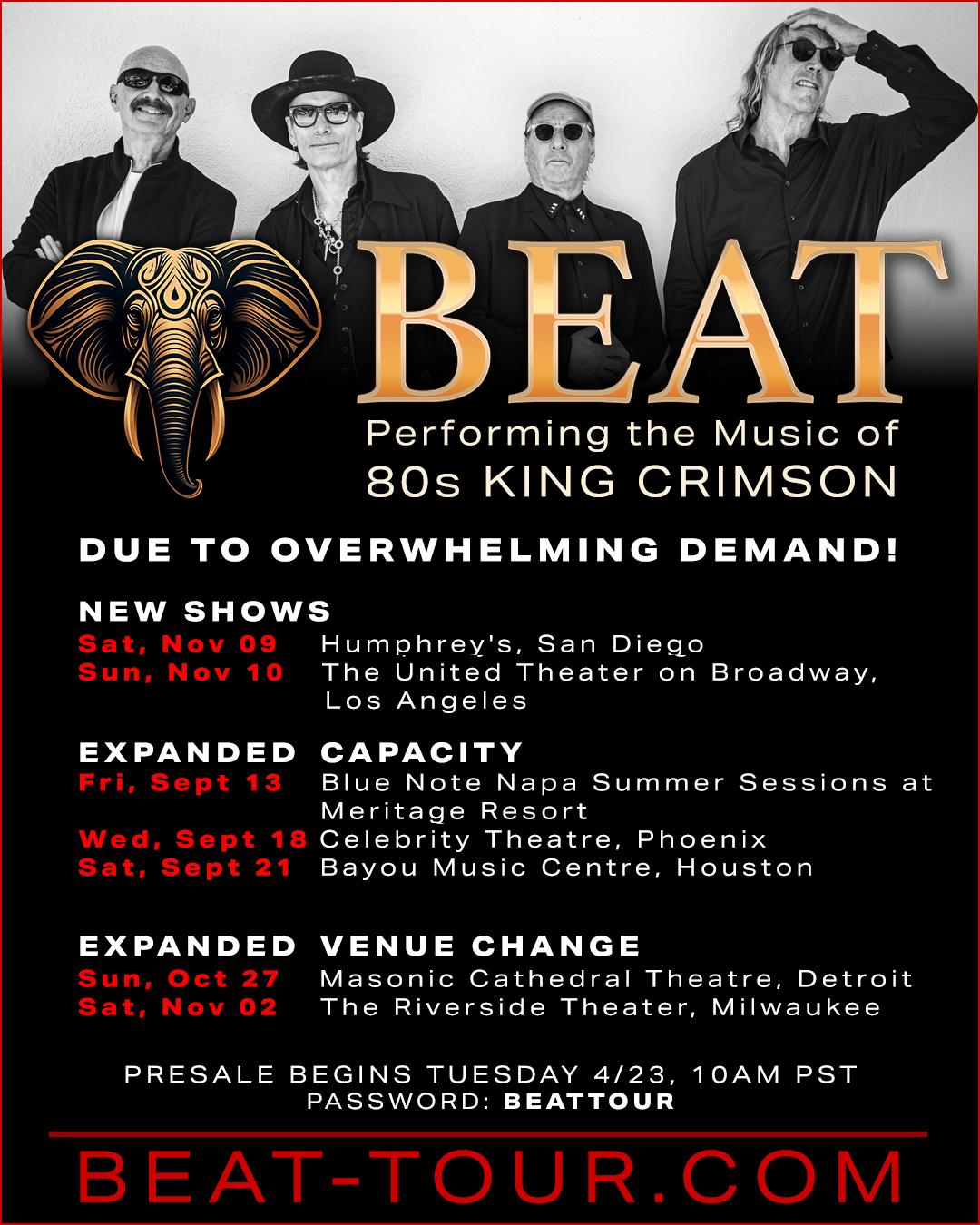 BEAT - NEW SHOWS! EXPANDED CAPACITIES! EXPANDED VENUES! BEAT ticket ...