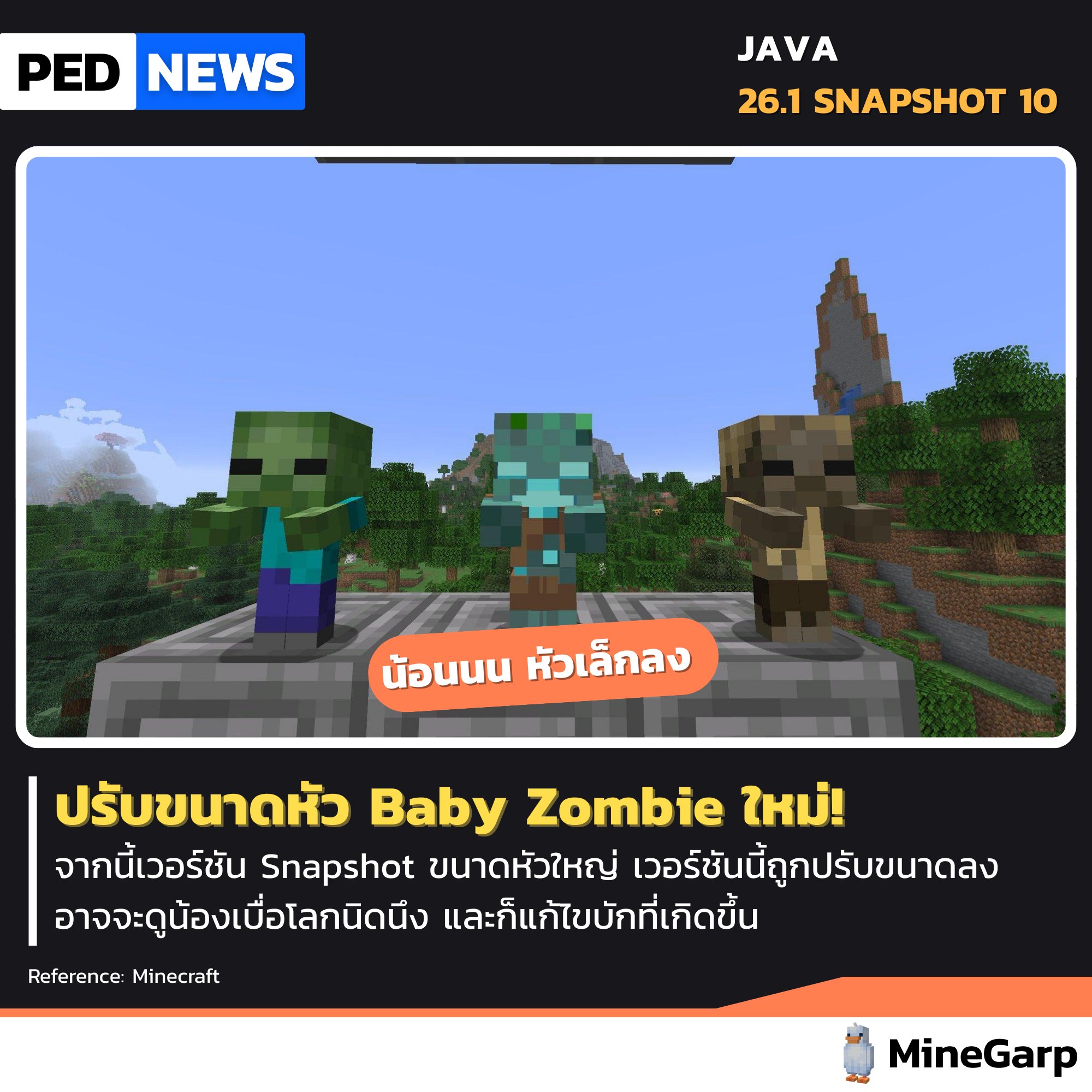 MineGarp - บีบขนาดหัวม็อบเด็กซอมบี้ให้เล็กลง หัวไม่โตล่ะ | Minecraft ...