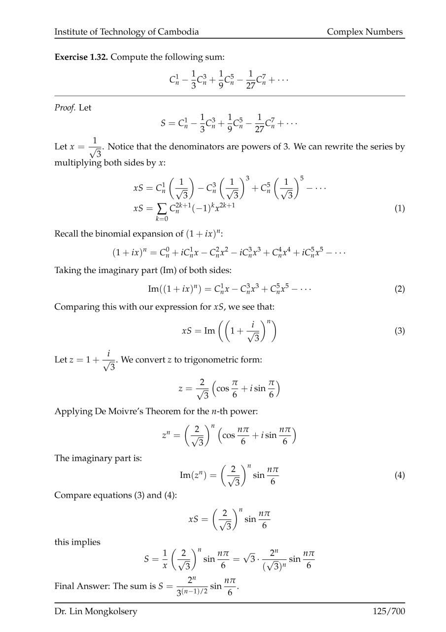 LIN - Selected Exercise on Complex Numbers. #តិចណូ #maths #science # ...