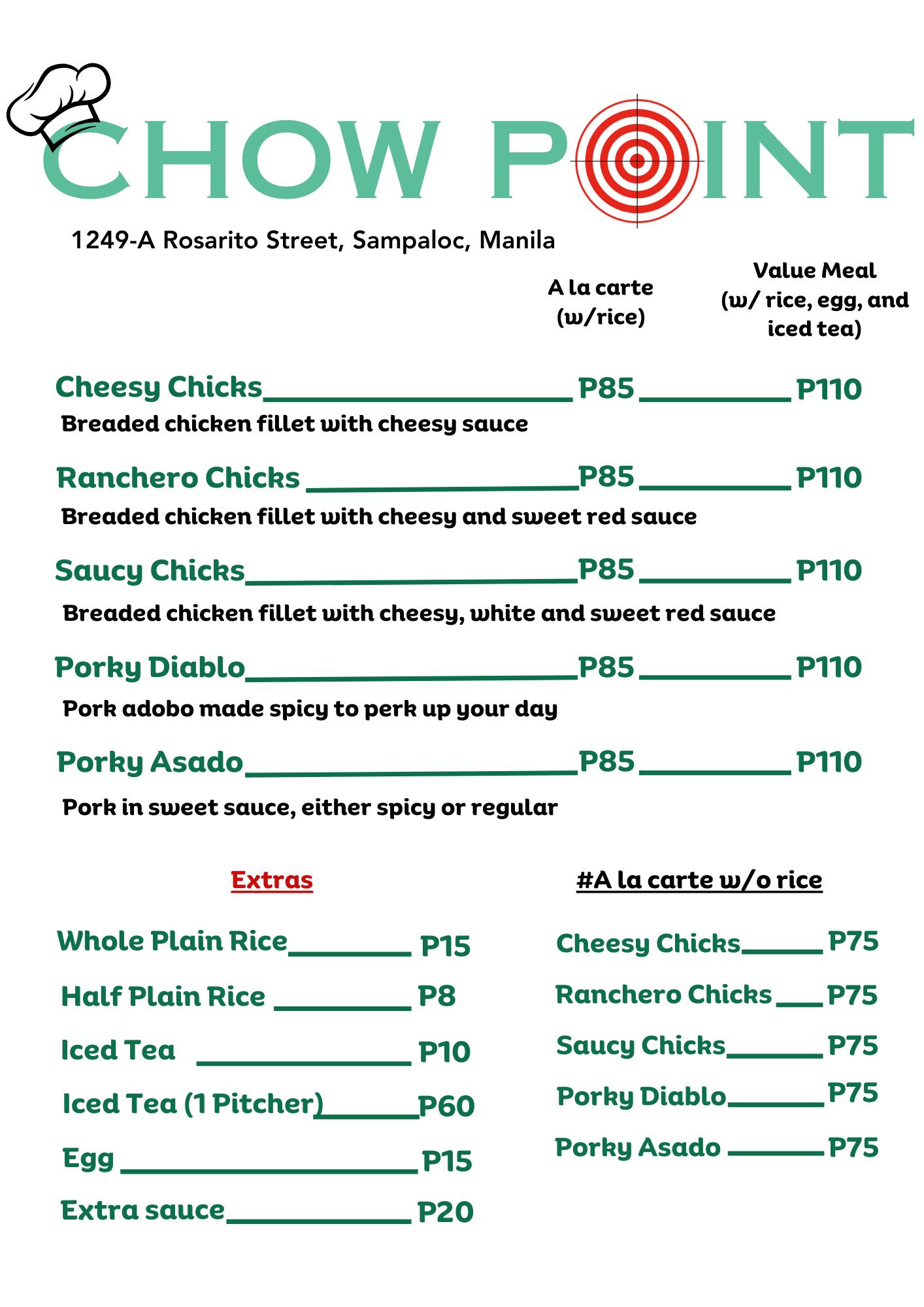 Chowpoint - UPDATED MENU as of Jan 2024 *For...
