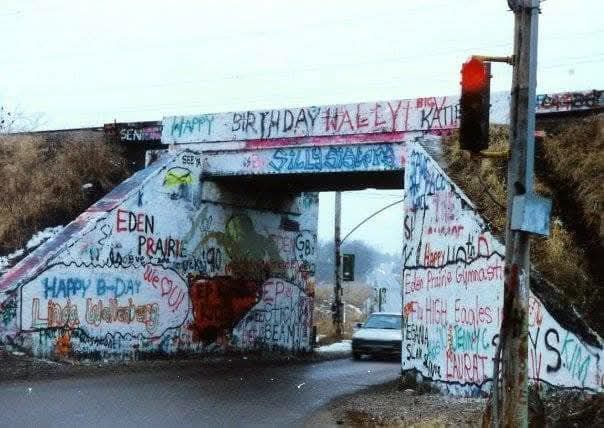 Graffiti bridge in 70's and 80's Minnesota