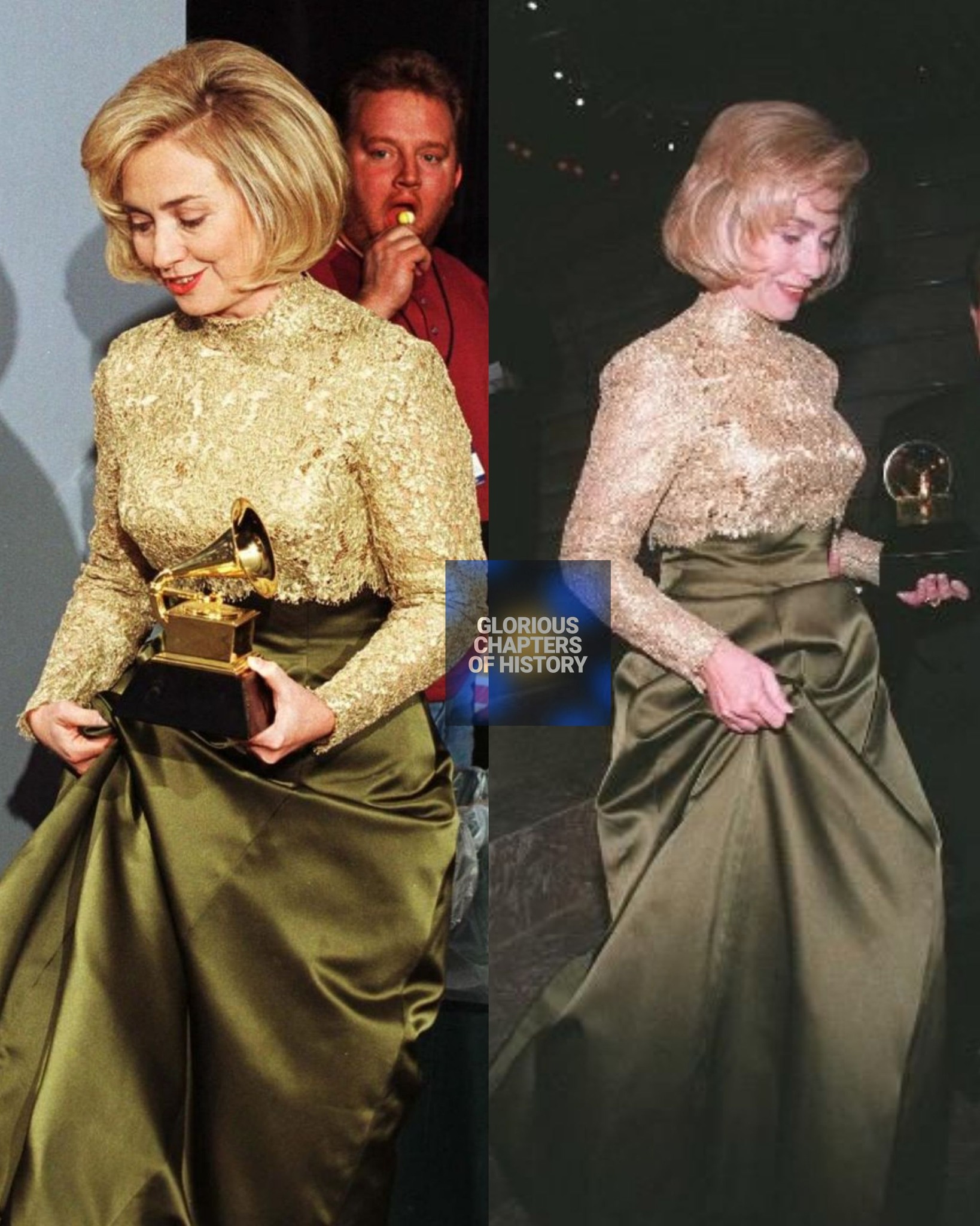 hillary clinton green dress wearing the famous blue pant suit by Susanna Beverly Hills. #susannabeverlyhills #thefamouspantsuit #summer2024 #highfashion #summercollection #custommade #bestclothingstoreinbeverlyhills #luxury #susccessfulwomanlooks AddTopProm