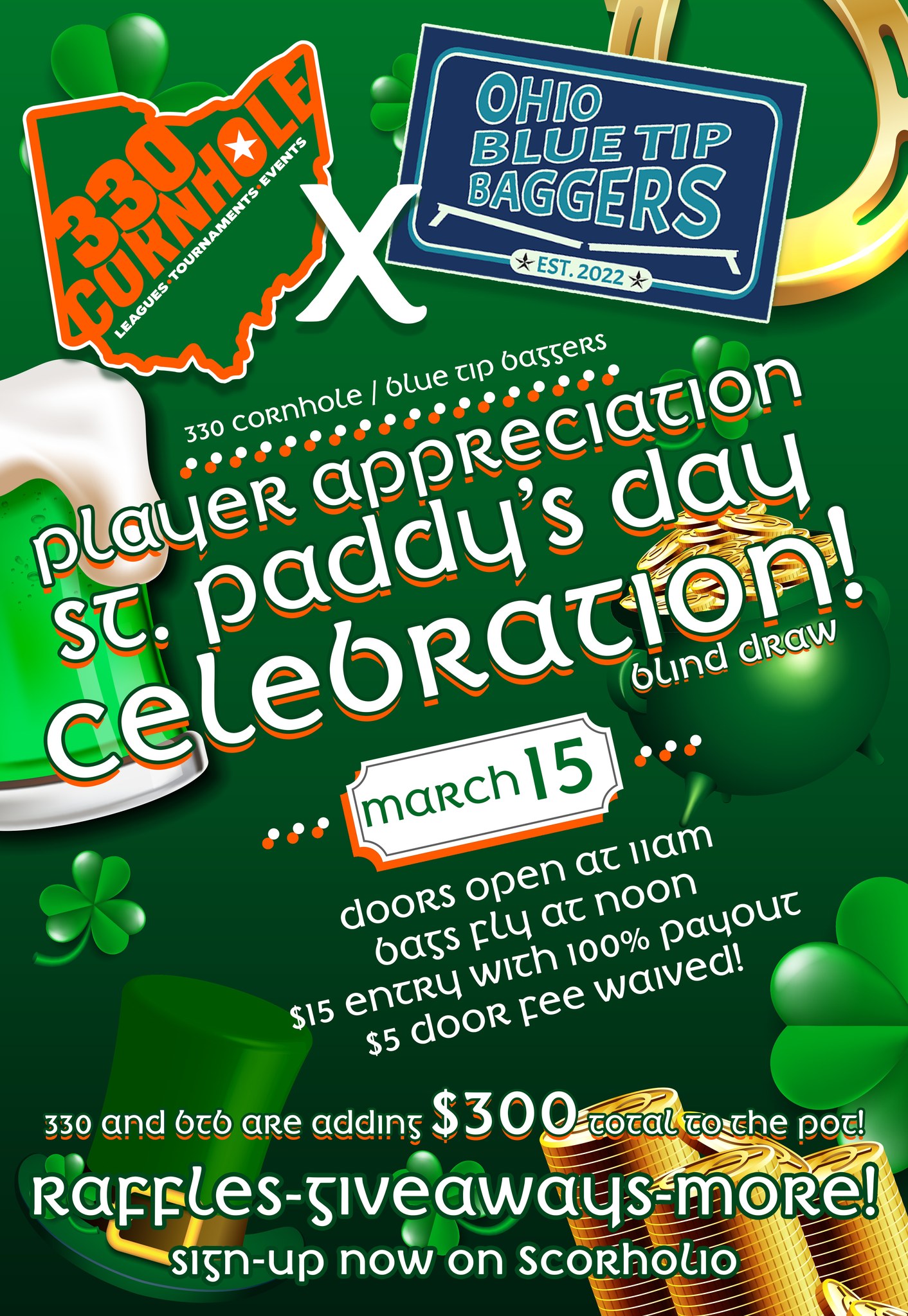 330 - 🍀 330 Cornhole / Blue Tip Baggers Player Appreciation St Paddy's ...