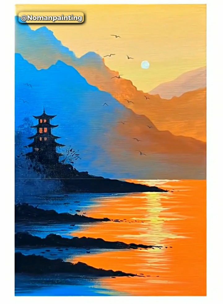 Noman - Pagoda Twilight 🌅🗻 Where Mountains Meet the Golden Horizon # ...