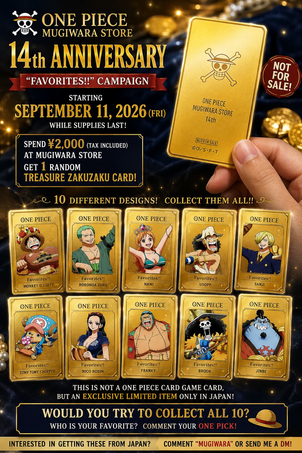 ONE PIECE Mugiwara Store 14th Anniversary Treasure Zakuzaku Cards