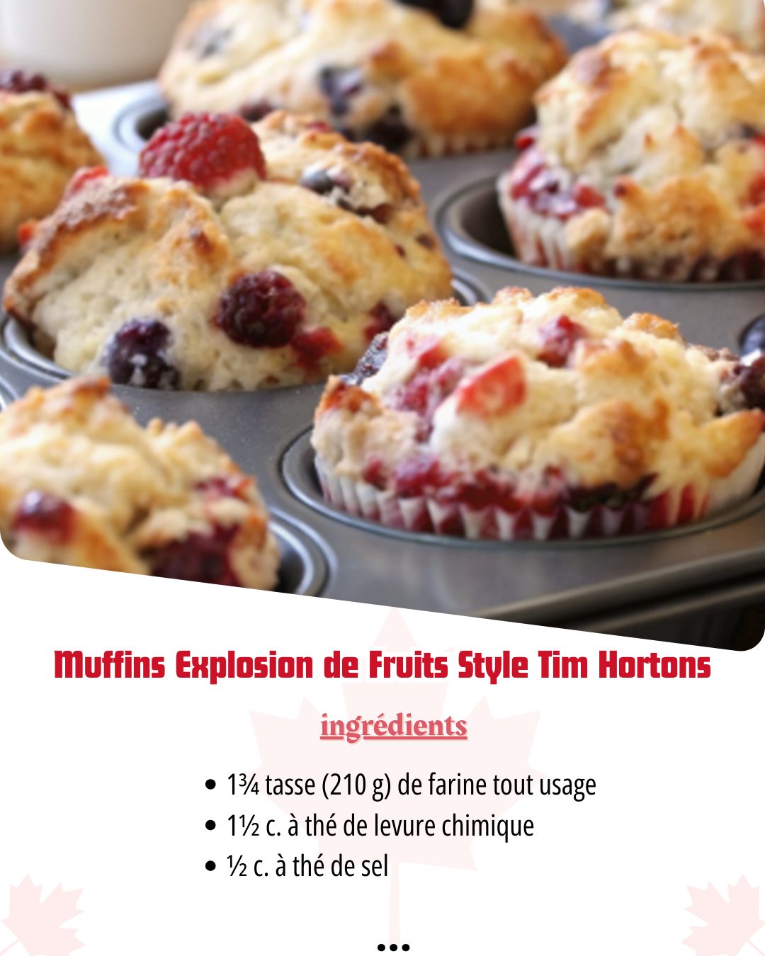 Recettes - 🧁 Muffins Explosion de Fruits Style Tim Hortons : Une Bombe ...