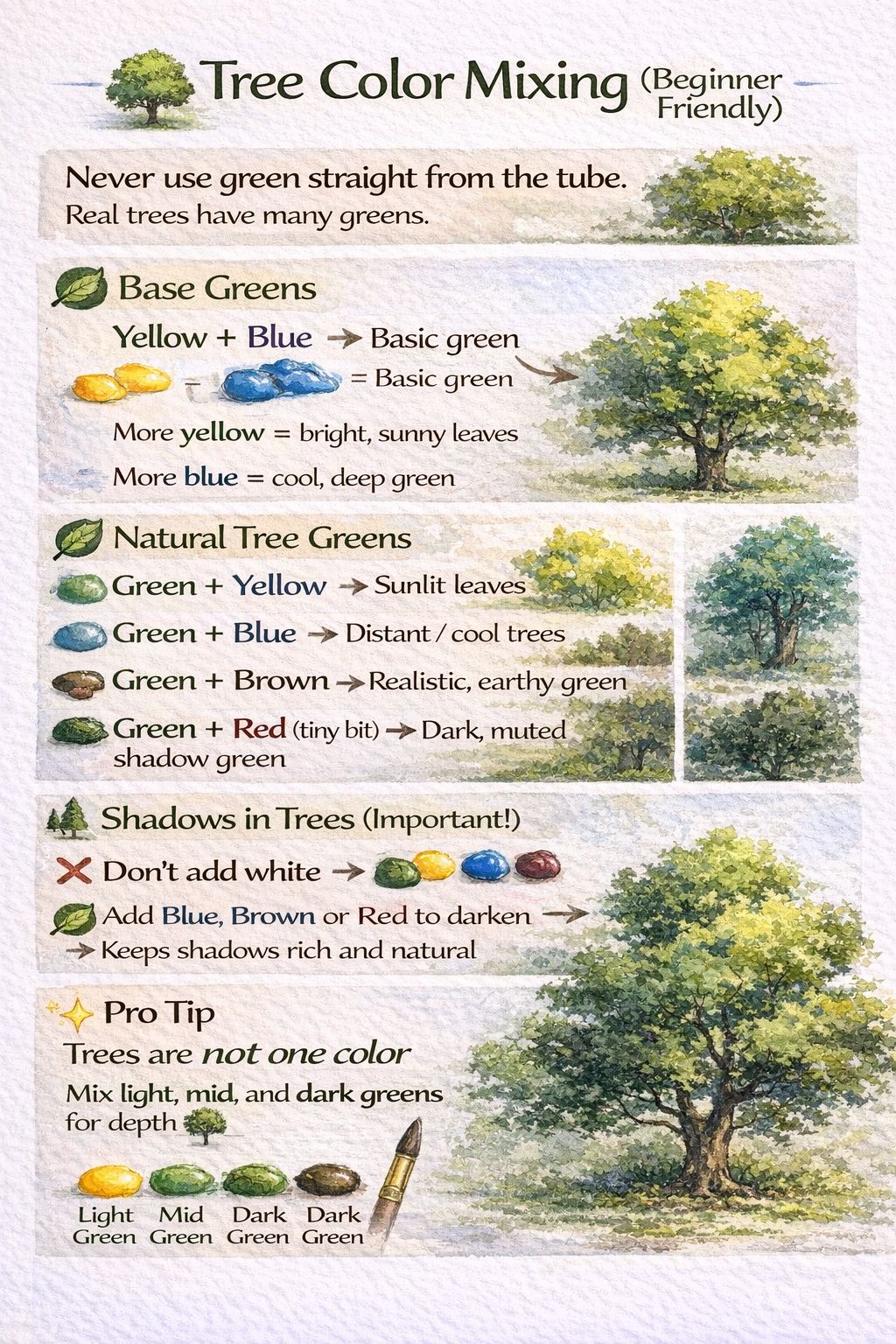 Noman - Tree Color Mixing For Beginners🌲🎨 Save this and try it in your ...