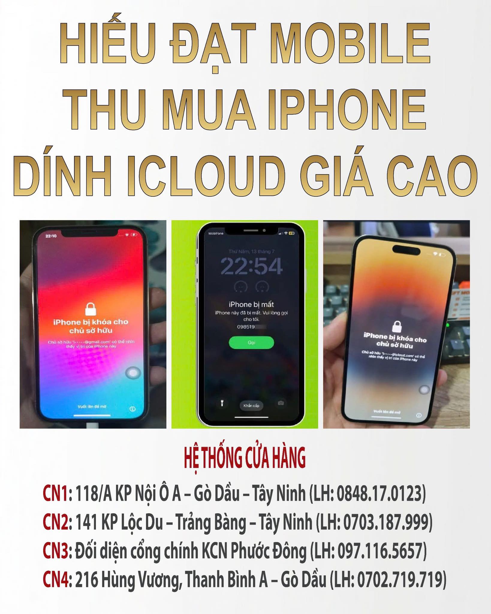 KHÓA ICLOUD IPHONE ĐƯỢC MỞ AN TOÀN NHANH CHÓNG TẠI TÂY NINH