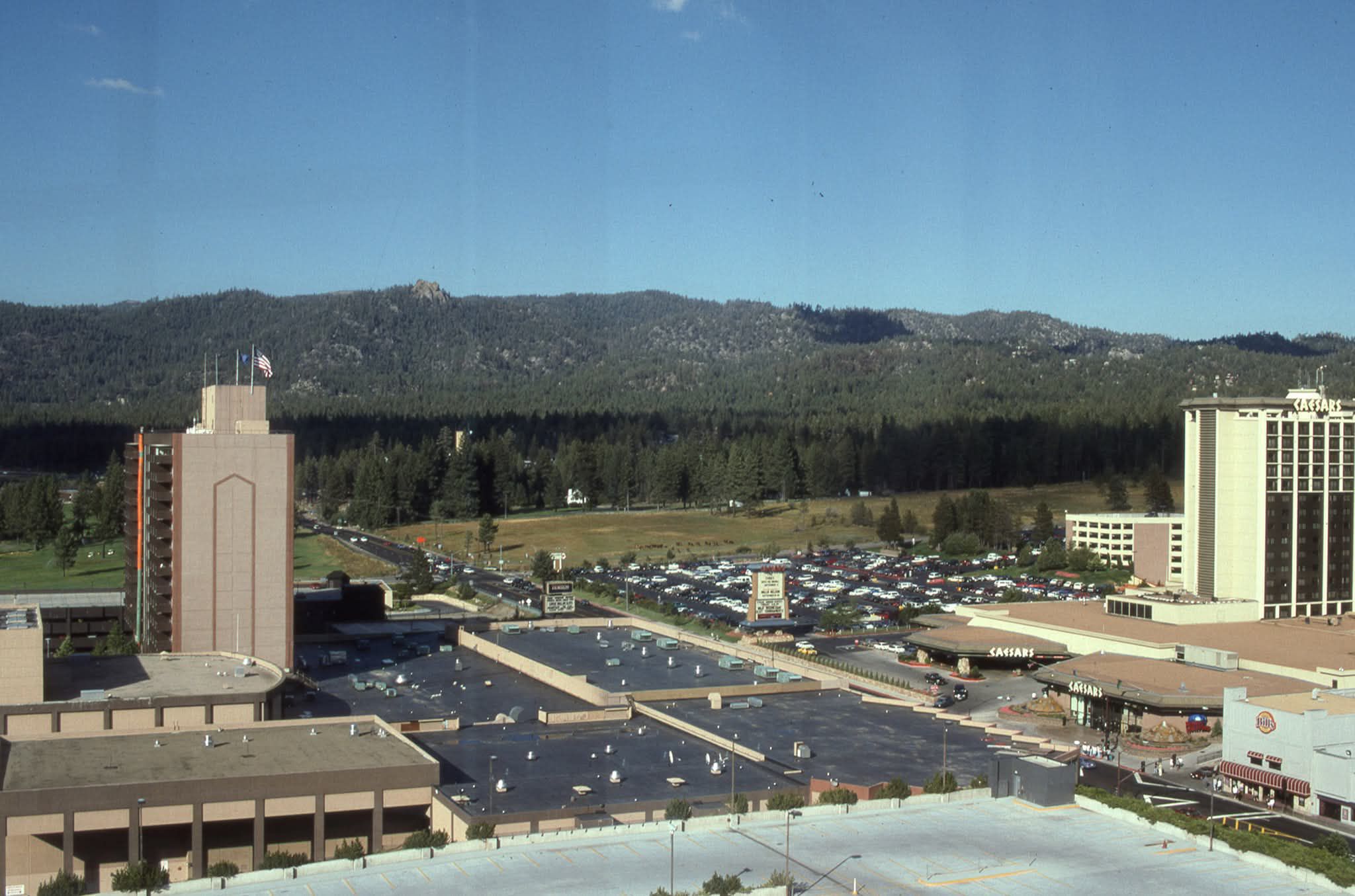 Caesars and Harvey's in the background, Lake Tahoe, March 1984